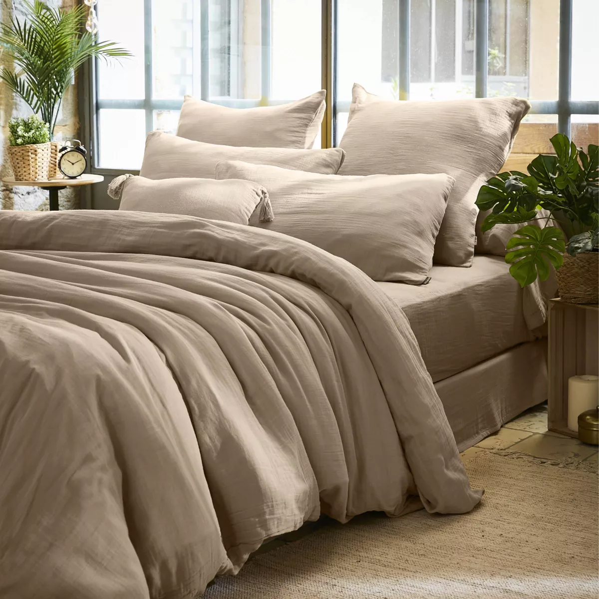 EM - Taie d'oreiller 50 x 80 cm Gaze de coton unie GAìA Ficelle