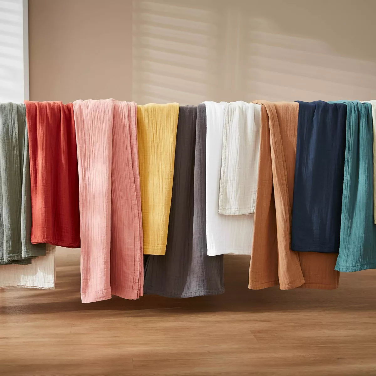 Tovaglia rettangolare garza di cotone (150 x 350 cm) Gaïa Marrone corda