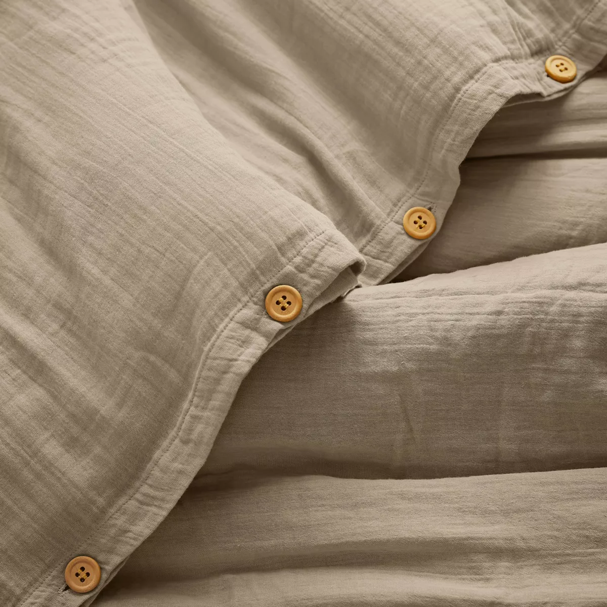 Musselin-Bettbezug (140 x 200 cm) Gaïa Hellbraun