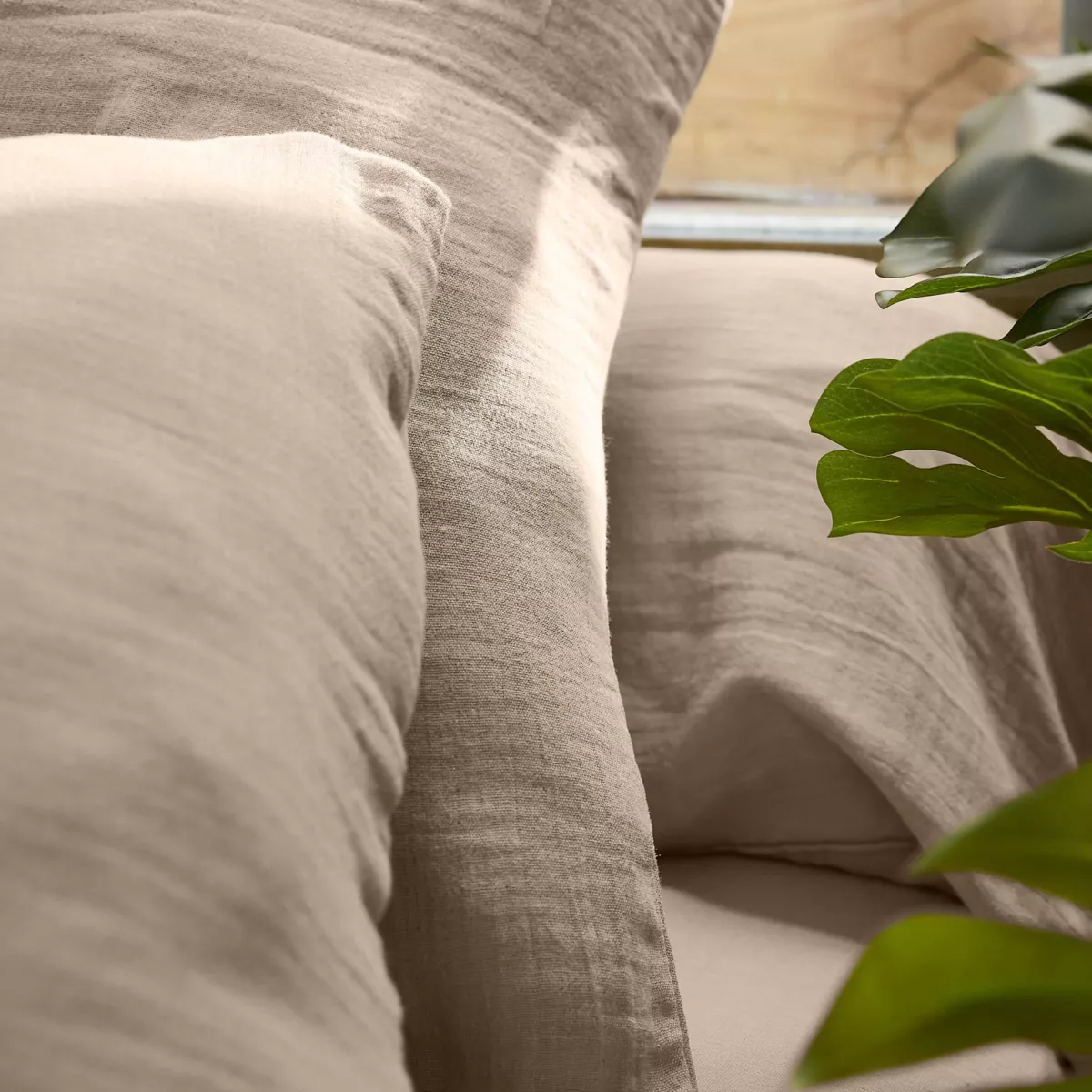 EM - Drap housse 200 x 200 cm Gaze de coton unie GAìA Ficelle