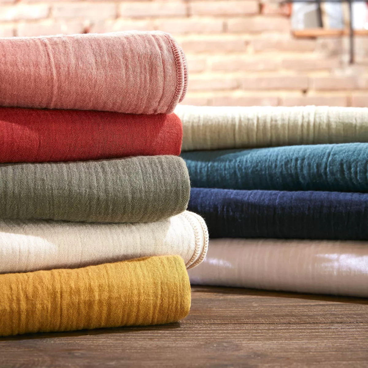 EM - Drap housse 160 x 200 cm Gaze de coton unie GAìA Ficelle