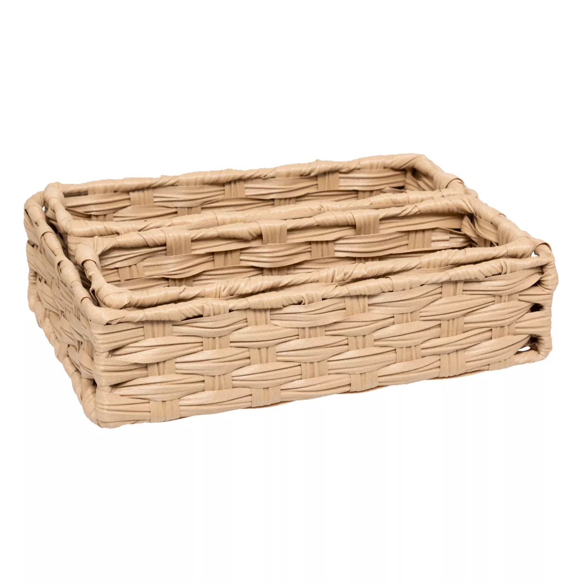 Lot de 3 paniers de rangement tressés bas (27 x 20 cm) Garlic Beige
