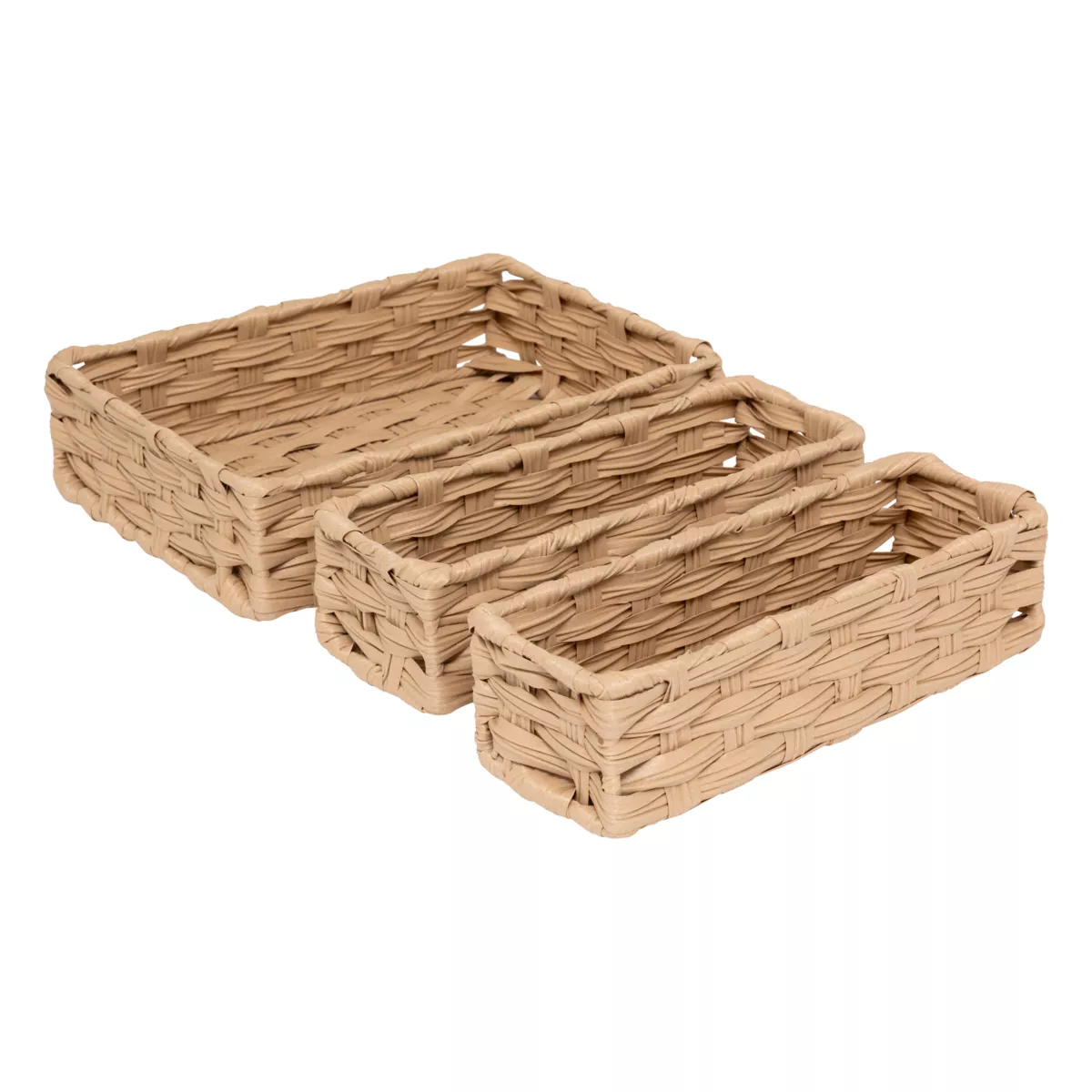 LOT X3 PANIER BAS TRESSE L. 27 x P. 20 x H. 7 cm