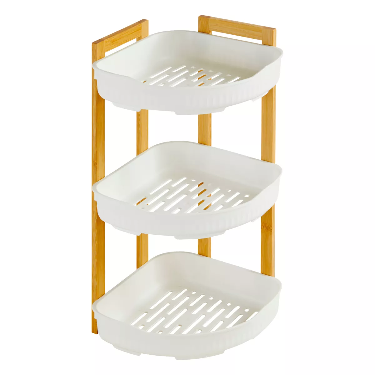 Estante de esquina para baño de 3 niveles (H45 cm) Natureo Blanco