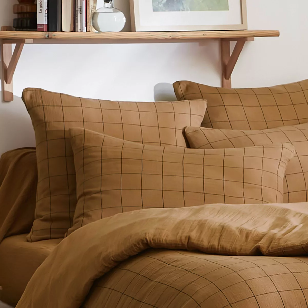 Federa quadrata garza di cotone (60 cm) Gaïa Match Camel 2