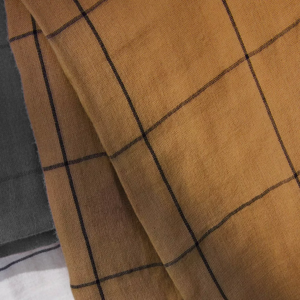 EM - Housse de couette rŽversible 200 x 200 cm Gaze de coton tissŽe teinte GAìA MATCH Camel