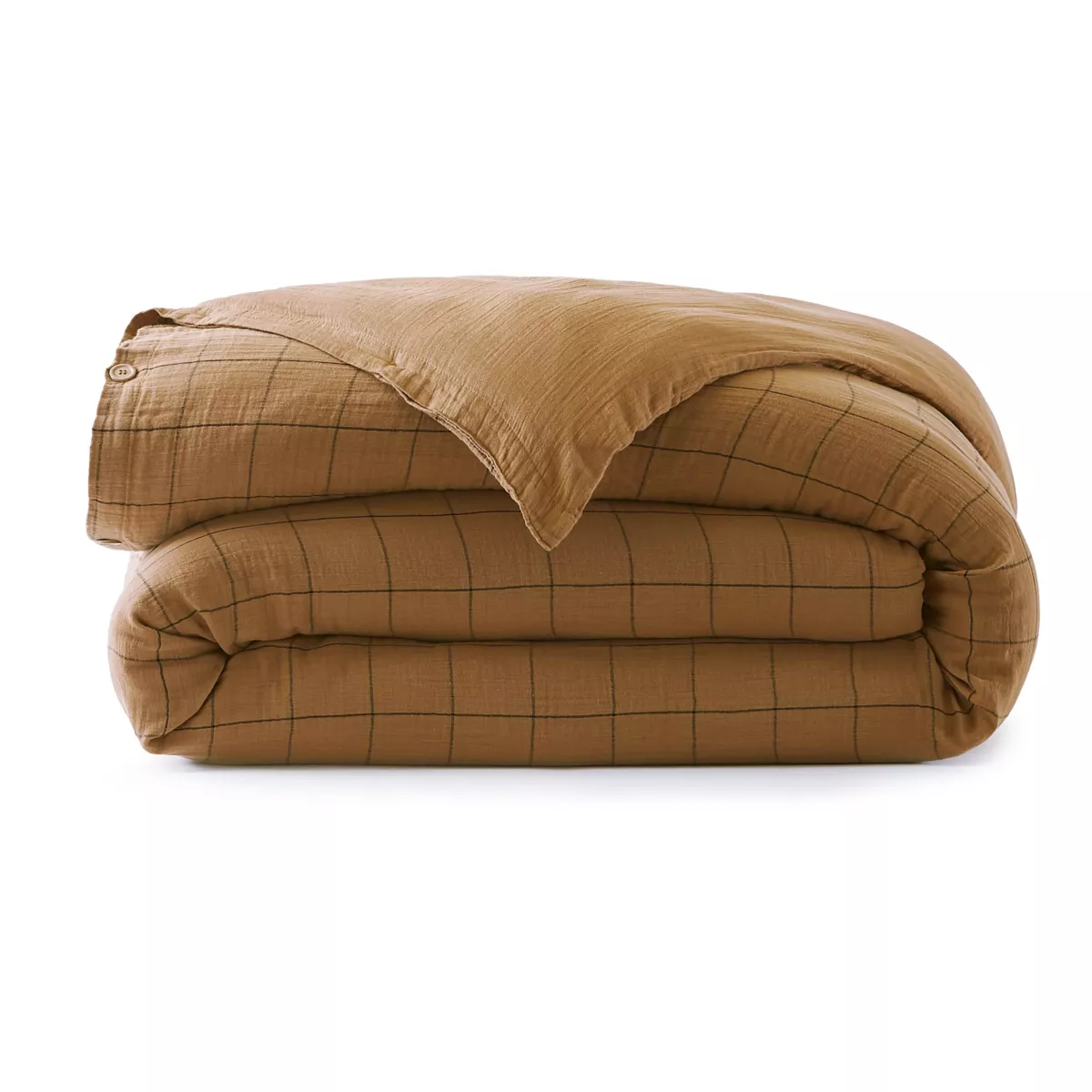 EM - Housse de couette rŽversible 260 x 240 cm Gaze de coton tissŽe teinte GAìA MATCH Camel