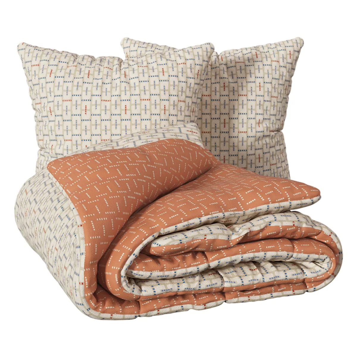 Housse de couette et deux taies coton (240 x 220 cm) Posei Multicolore