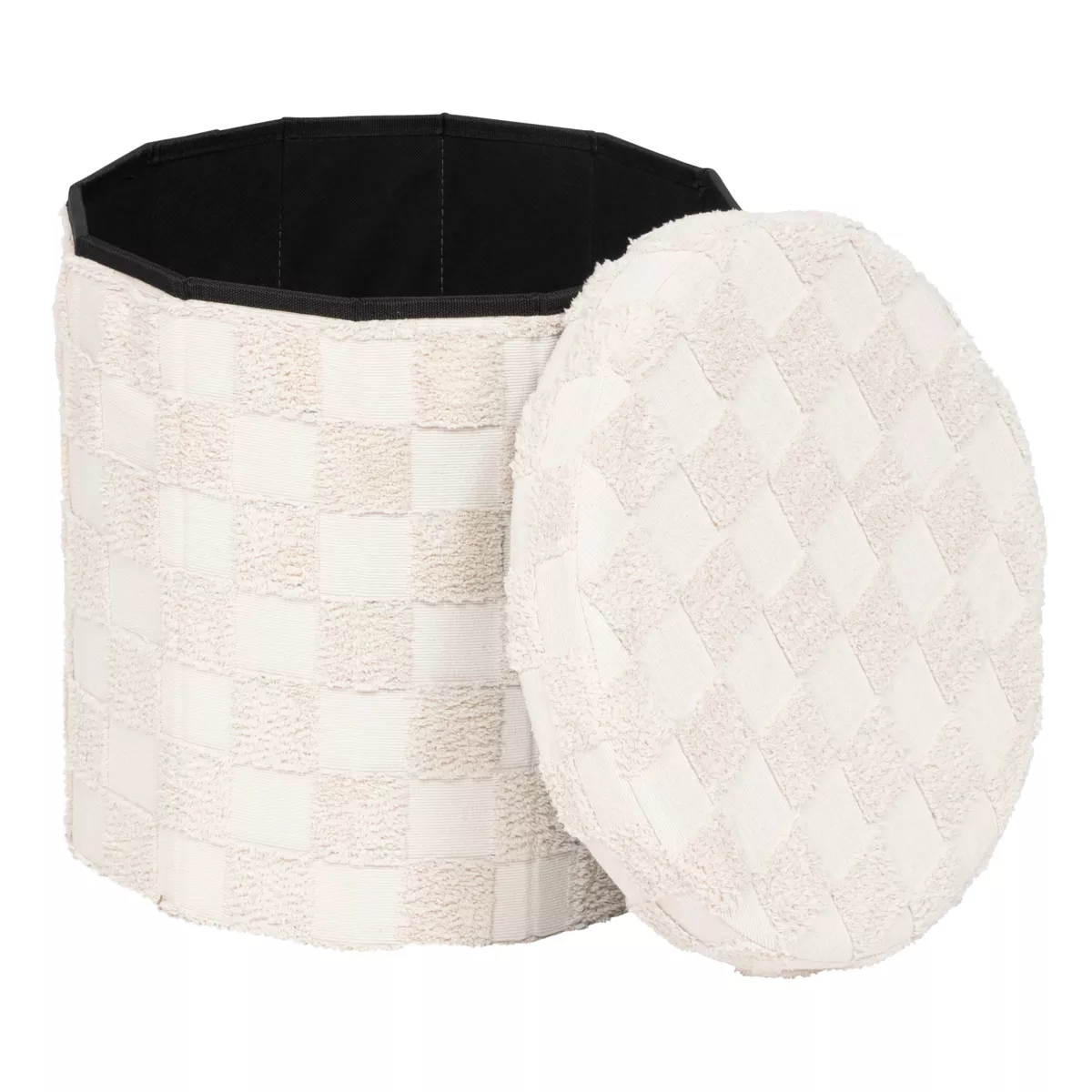 POUF PLI ROND TUFTE PASTI BLC D. 38 x H. 38,01 cm