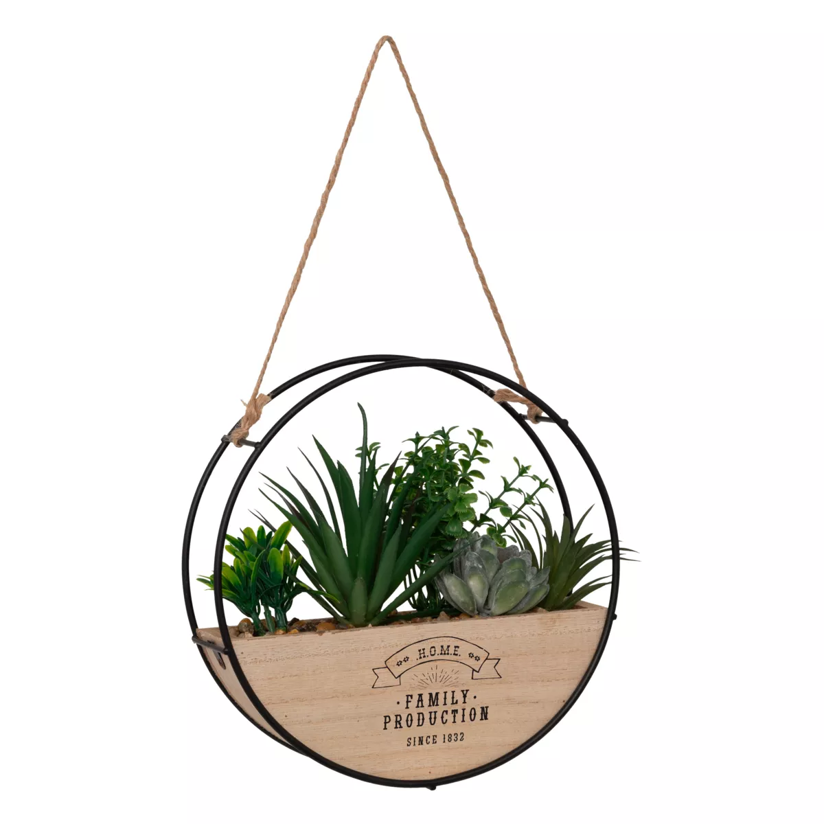 Plantas artificiales en soporte de madera para colgar (D20 cm) Family production