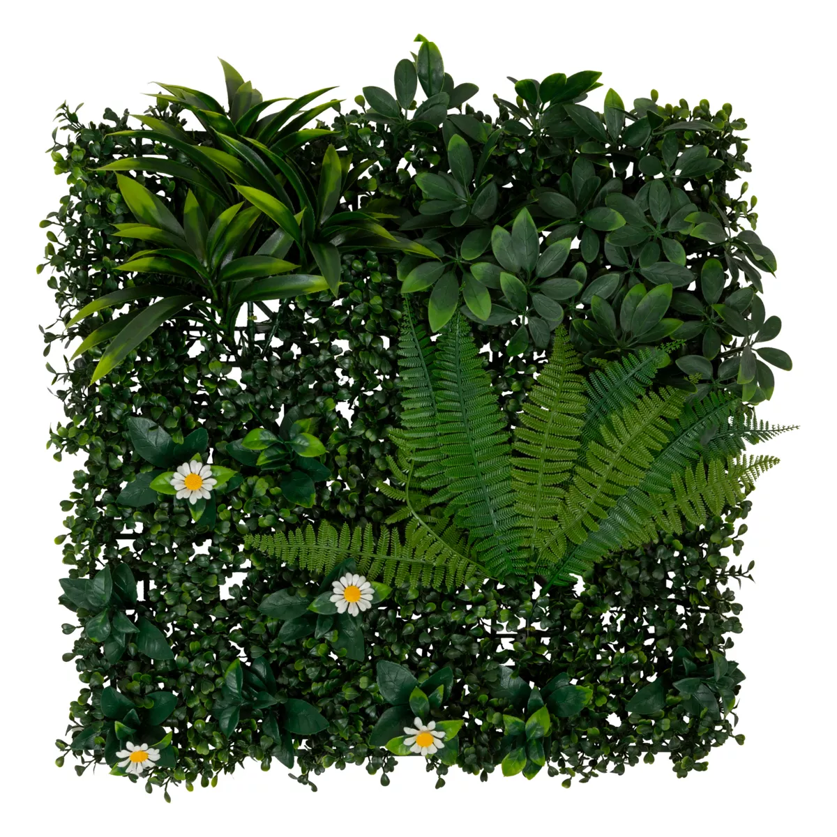 Quadratische Pflanzenwand (50 x 50 cm) Jungle Grün