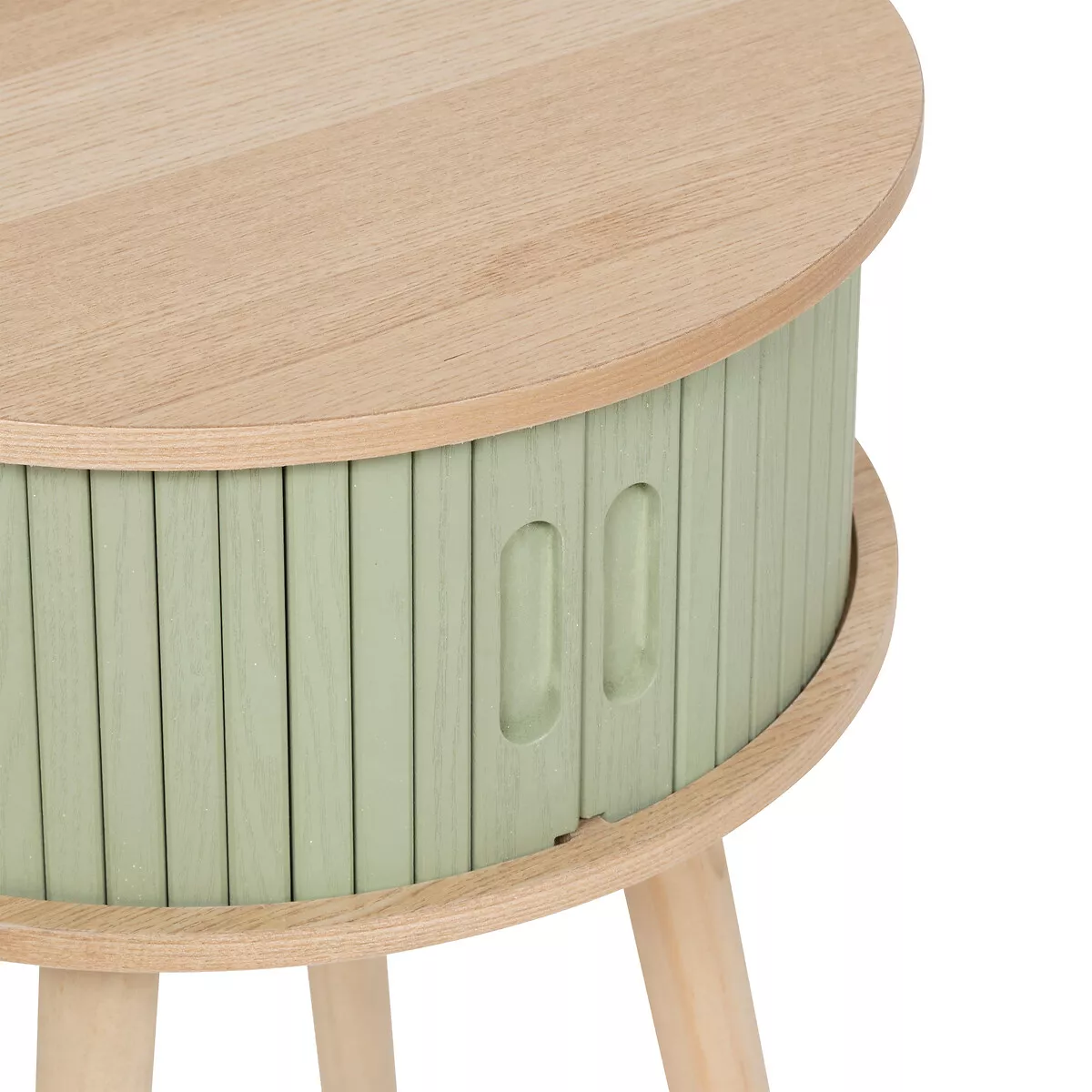 Nachttisch rund aus Holz (H54 cm) Nysos Mintgrün