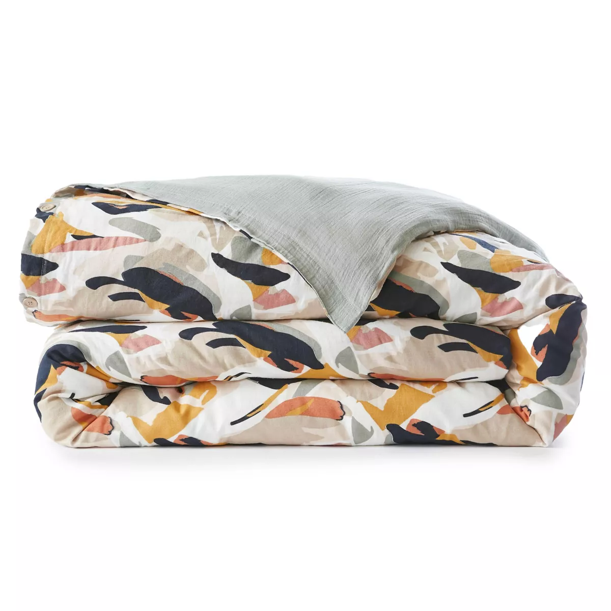 EM - Housse de couette rŽversible 140 x 200 cm Gaze de coton imprimŽe MATHILDA Eucalyptus