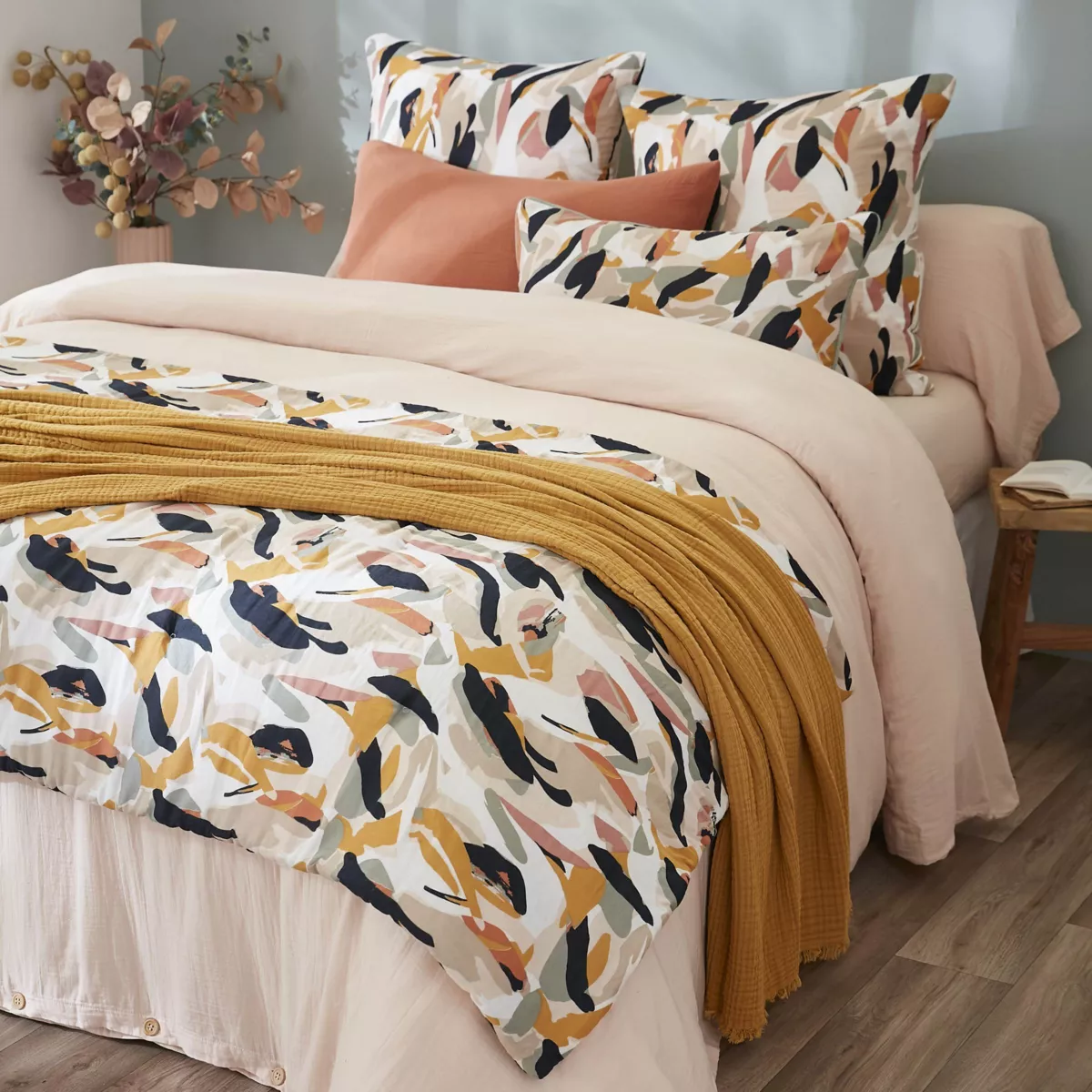 Camino de cama edredón de gasa de algodón (90 x 200 cm) Mathilda Multicolor