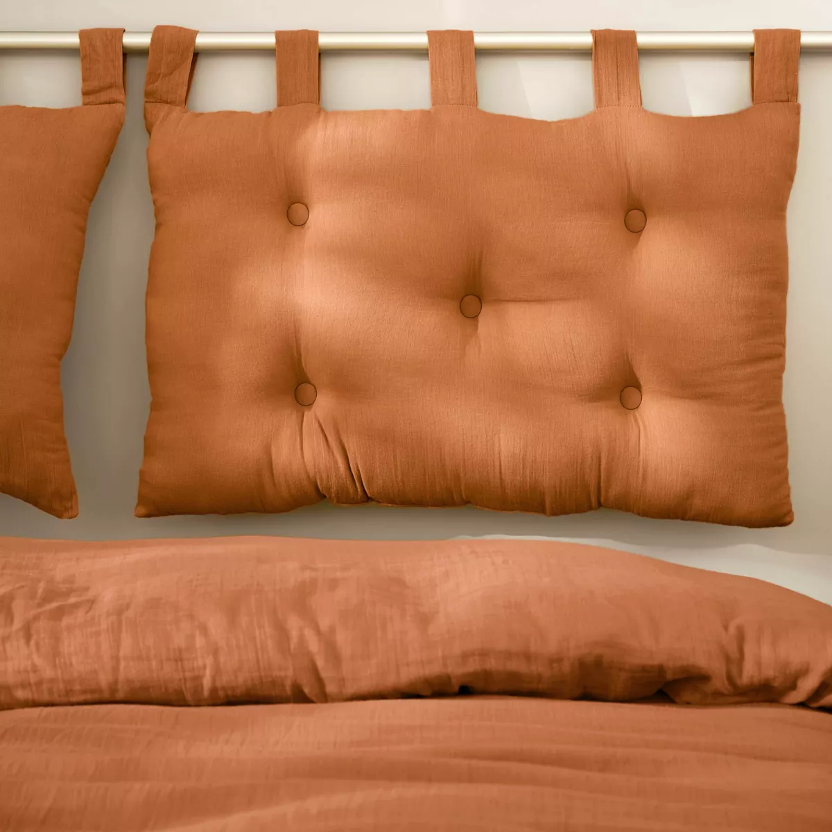 Tête de lit coussin gaze de coton (80 x 50 cm) Gaïa Abricot