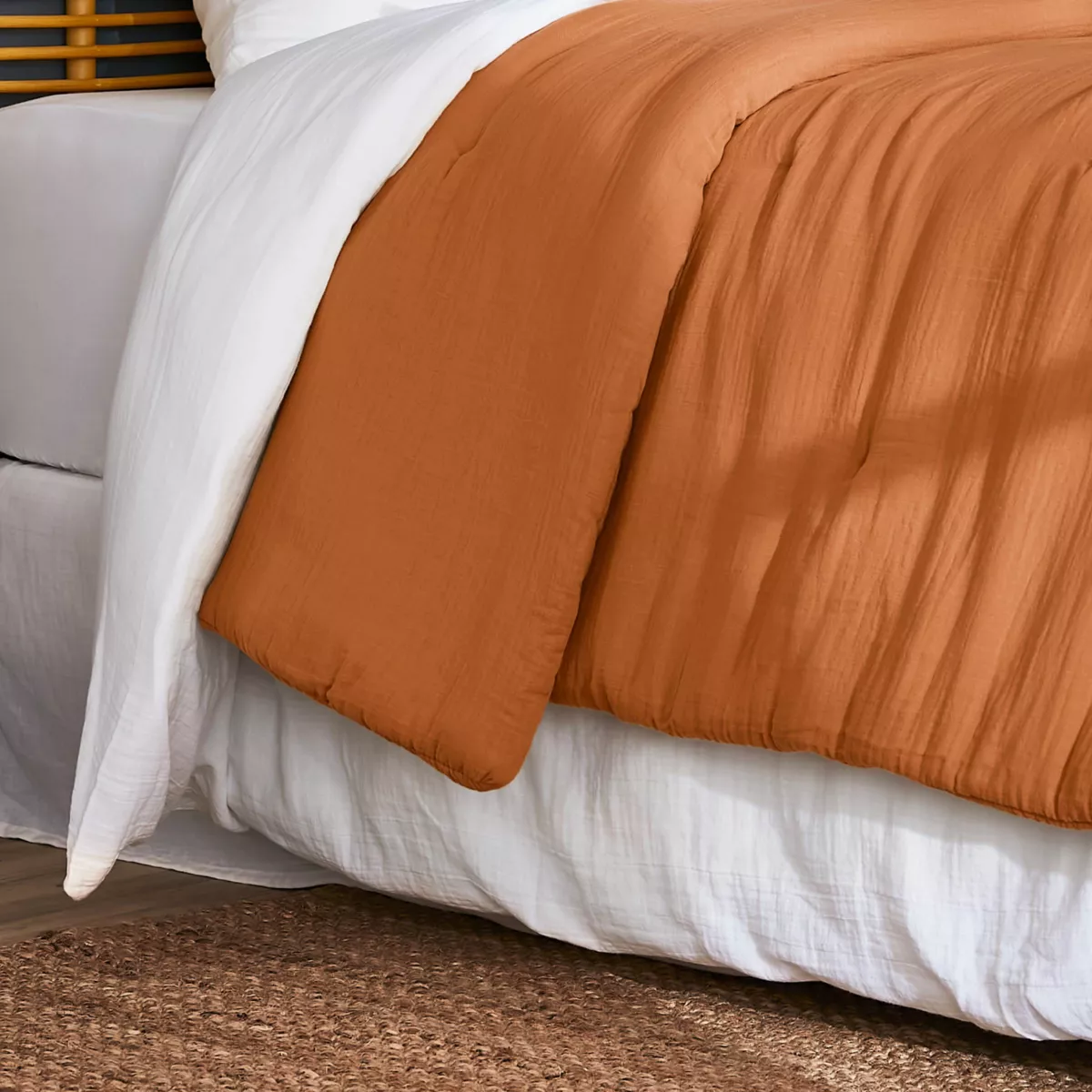 Cubrecama acolchado de gasa de algodón (180 x 240 cm) Gaïa Albaricoque