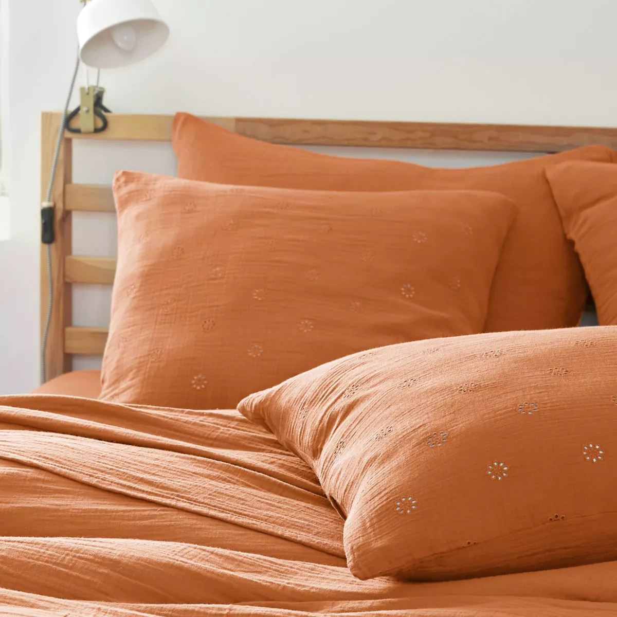 Funda de almohada cuadrada gasa de algodón (60 x 60 cm) Gaïa Boho Albaricoque