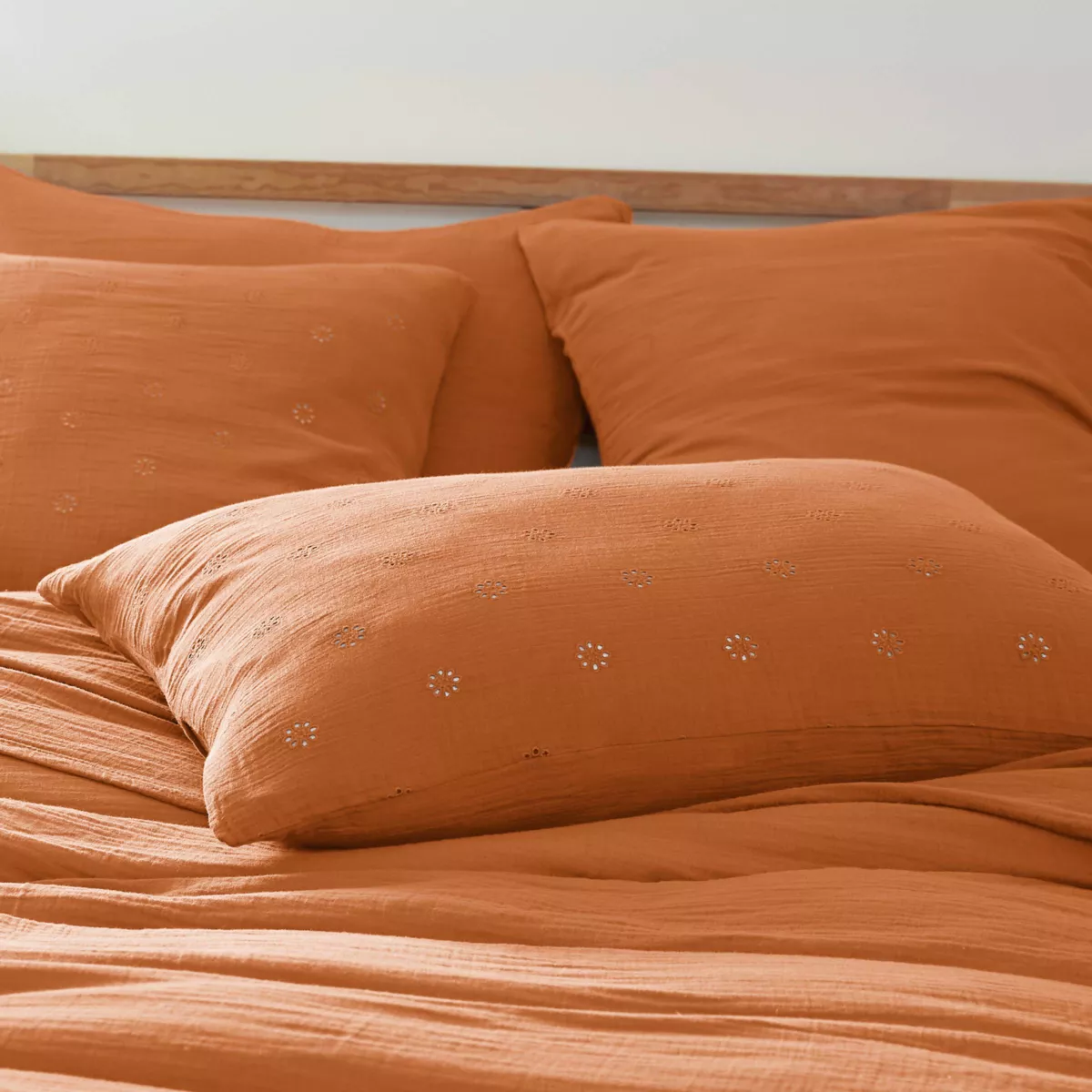 Funda de almohada rectangular de gasa de algodón (50 x 70 cm) Gaïa Boho Albaricoque