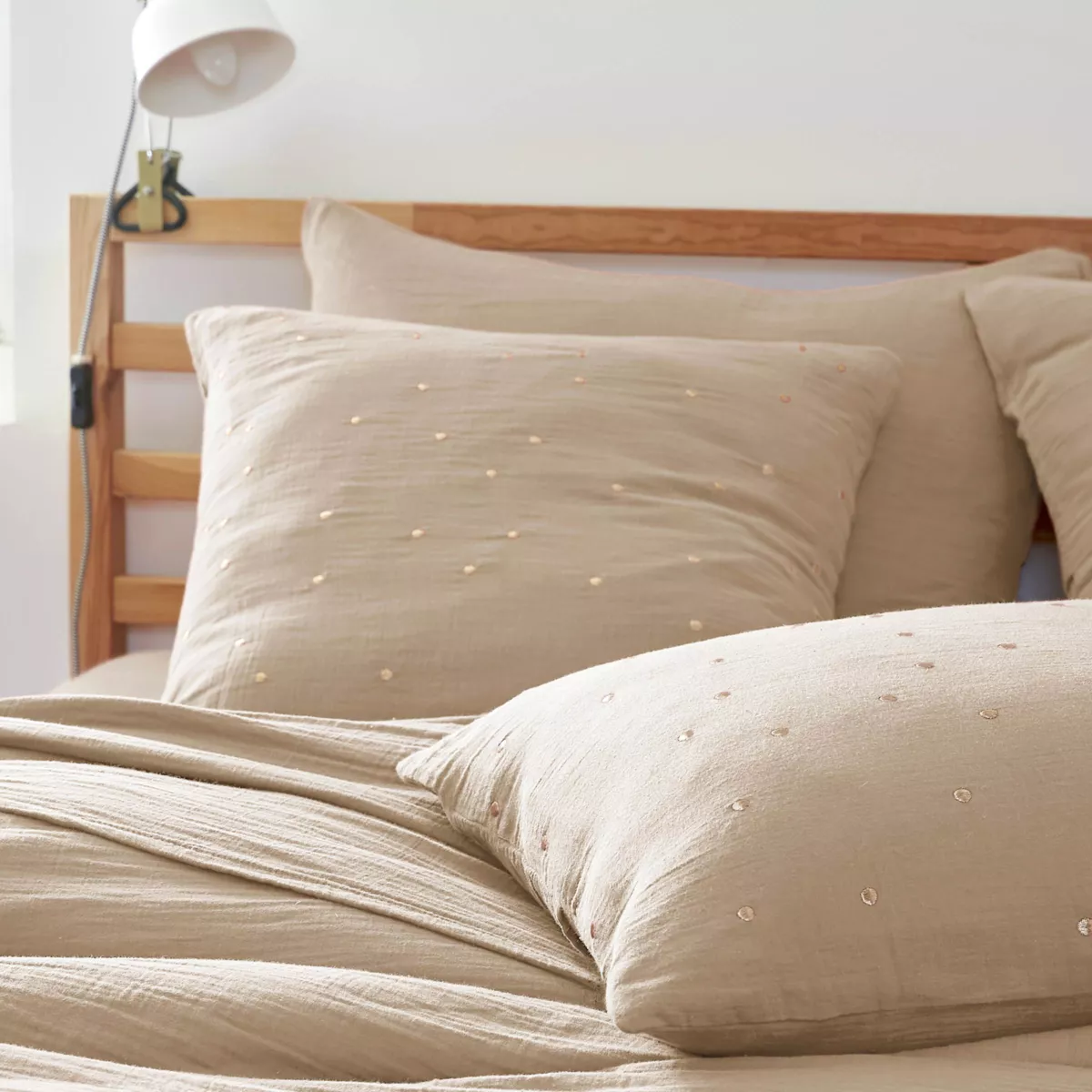 Taie d'oreiller carrée gaze de coton (60 x 60 cm) Gaïa Chic Ficelle