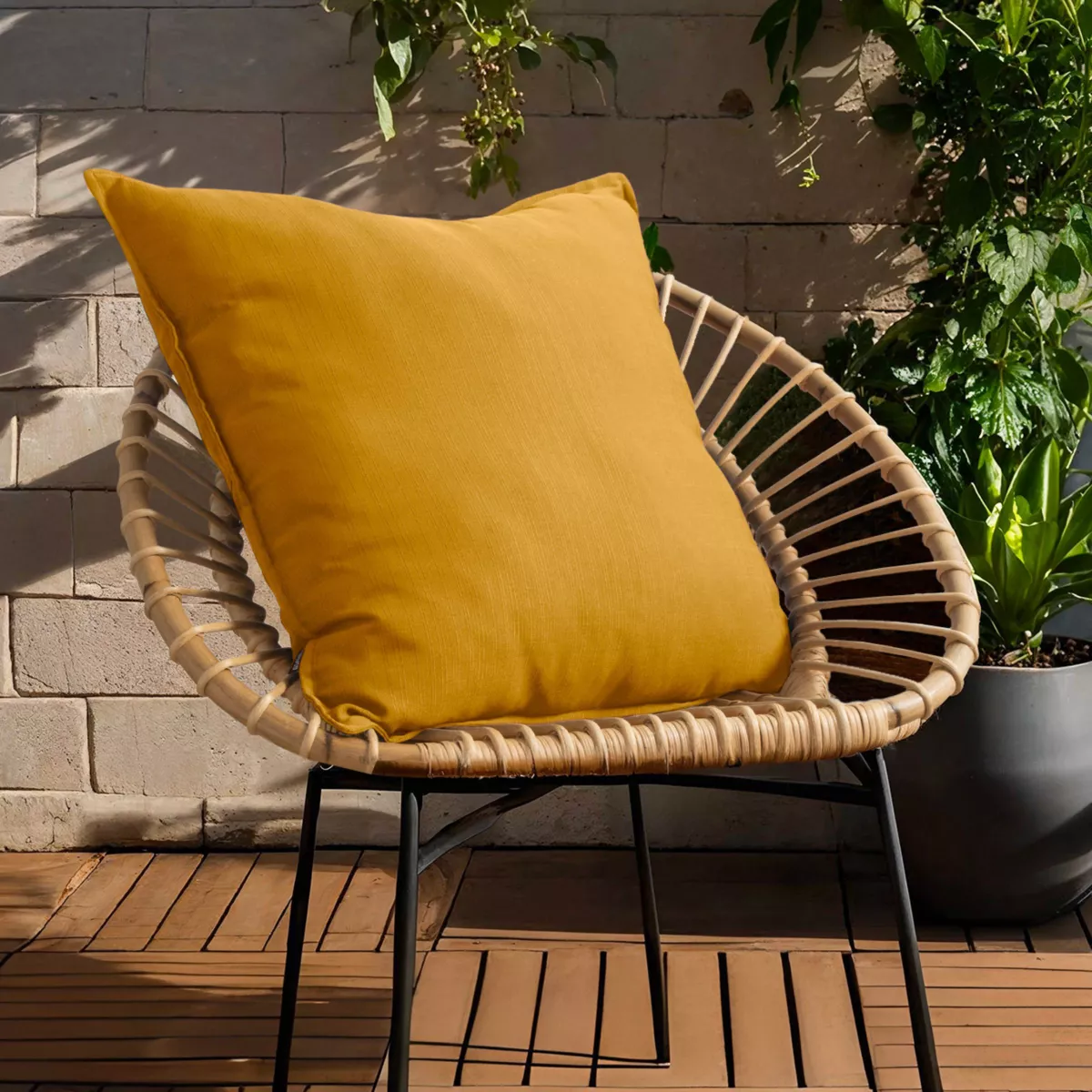 Cojín de exterior cuadrado (60 x 60 cm) Sunset Amarillo mostaza