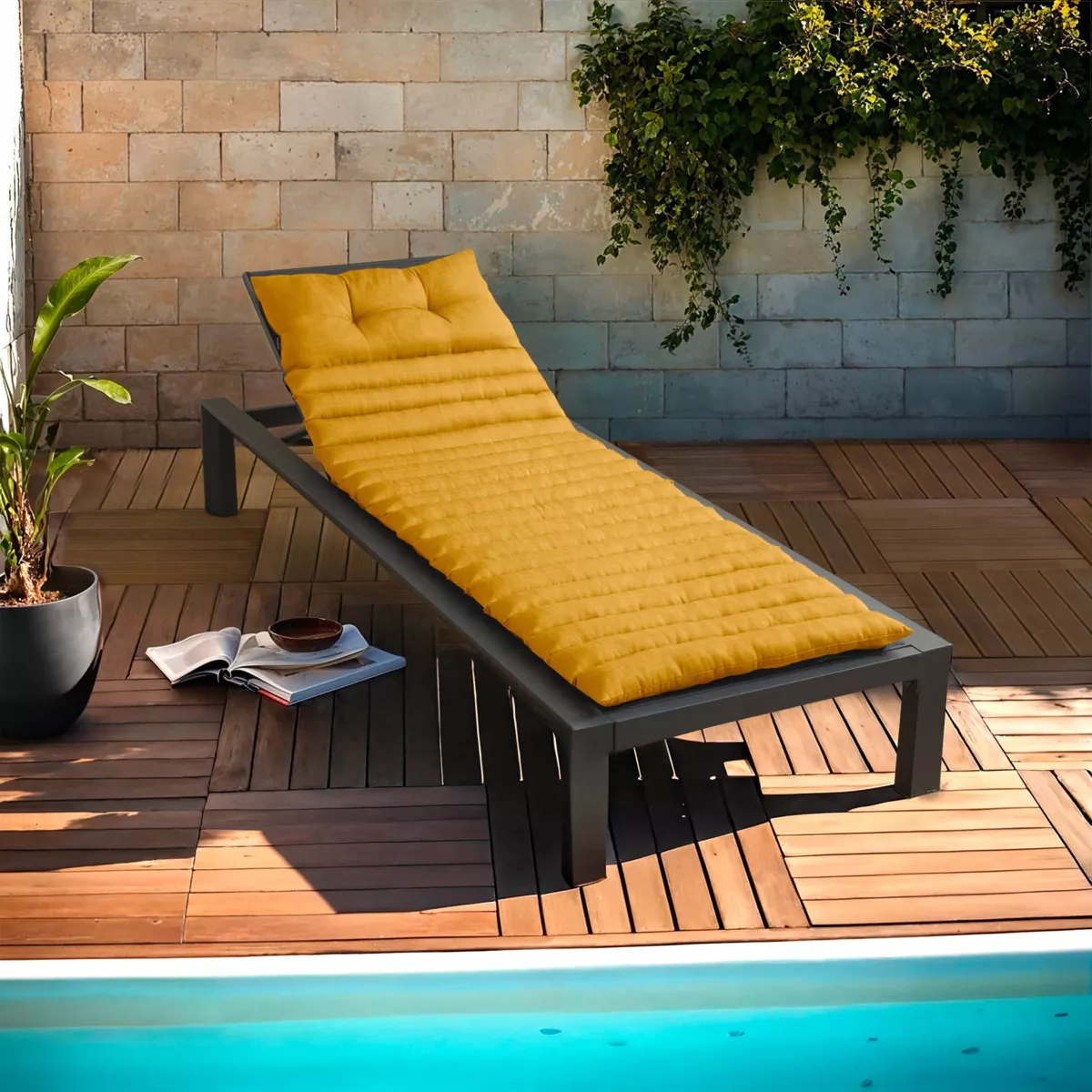 EM - Bain de soleil 180 x 60 cm Polyester uni SUNSET Moutarde