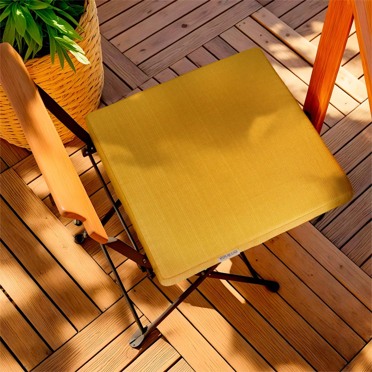 EM - Assise matelassŽe carrŽe dŽhoussable 40 x 40 cm Polyester uni SUNSET Moutarde