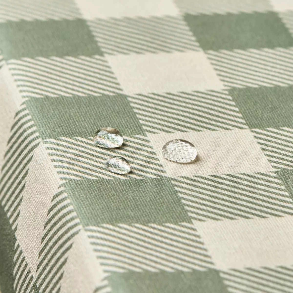 Rechthoekig gecoat katoenen tafelkleed (150 x 350 cm) Vichy Saliegroen