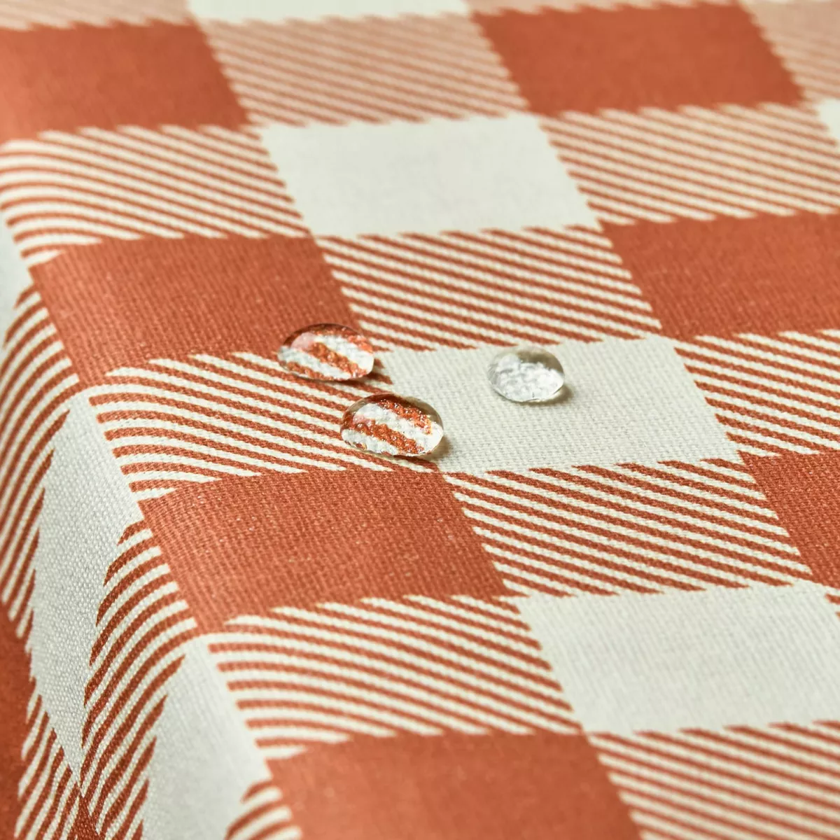Tovaglia rettangolare cotone antimacchia (150 x 350 cm) Vichy Terracotta