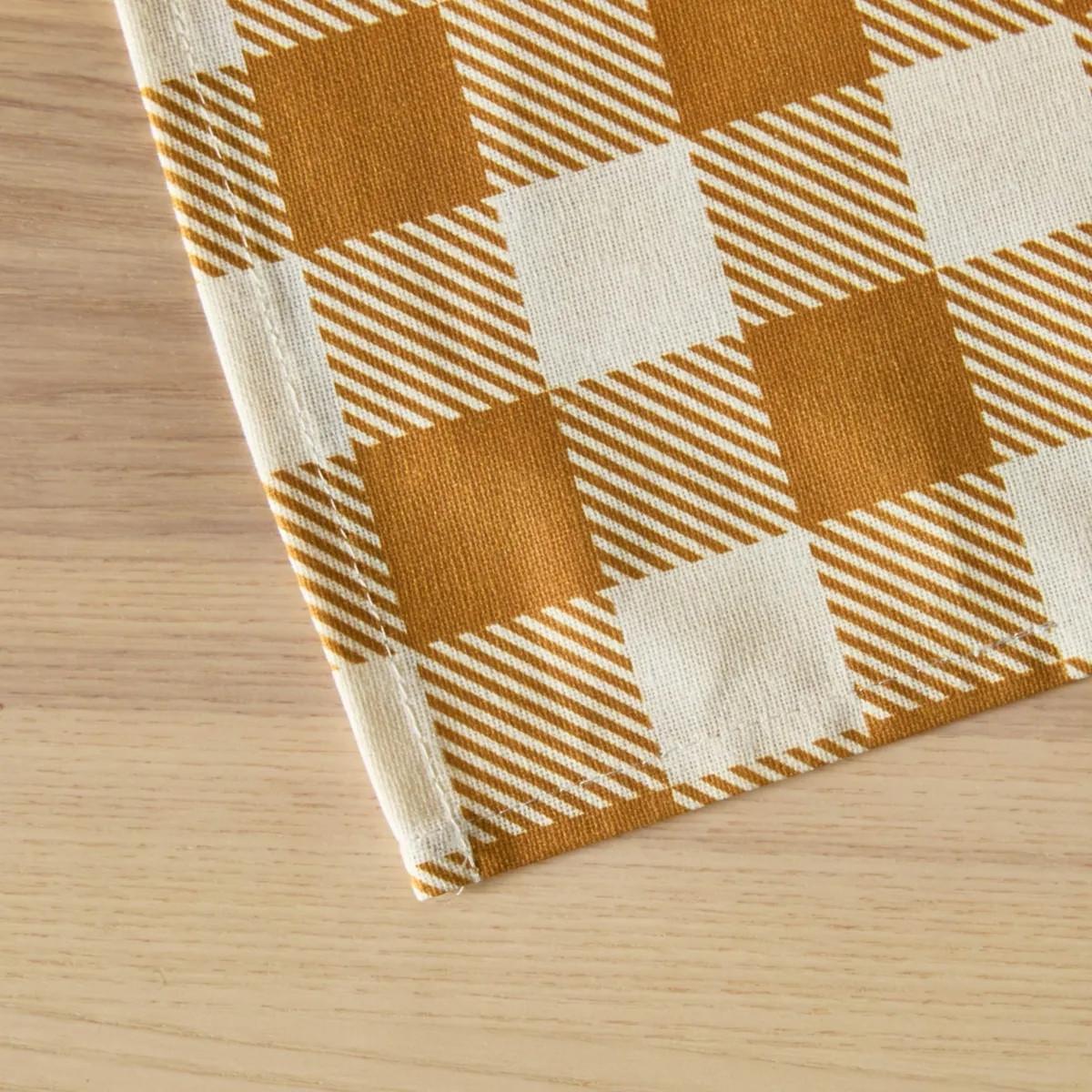 Rechthoekig gecoat katoenen tafelkleed (150 x 350 cm) Vichy Mosterdgeel