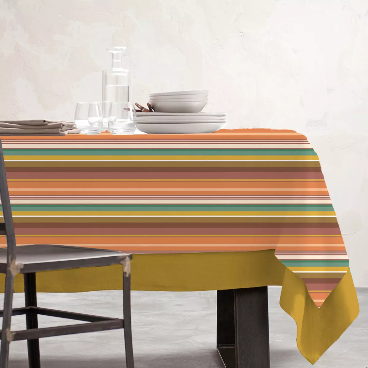 Rechthoekig gecoat katoenen tafelkleed (150 x 350 cm) Ajaccio Meerkleurig