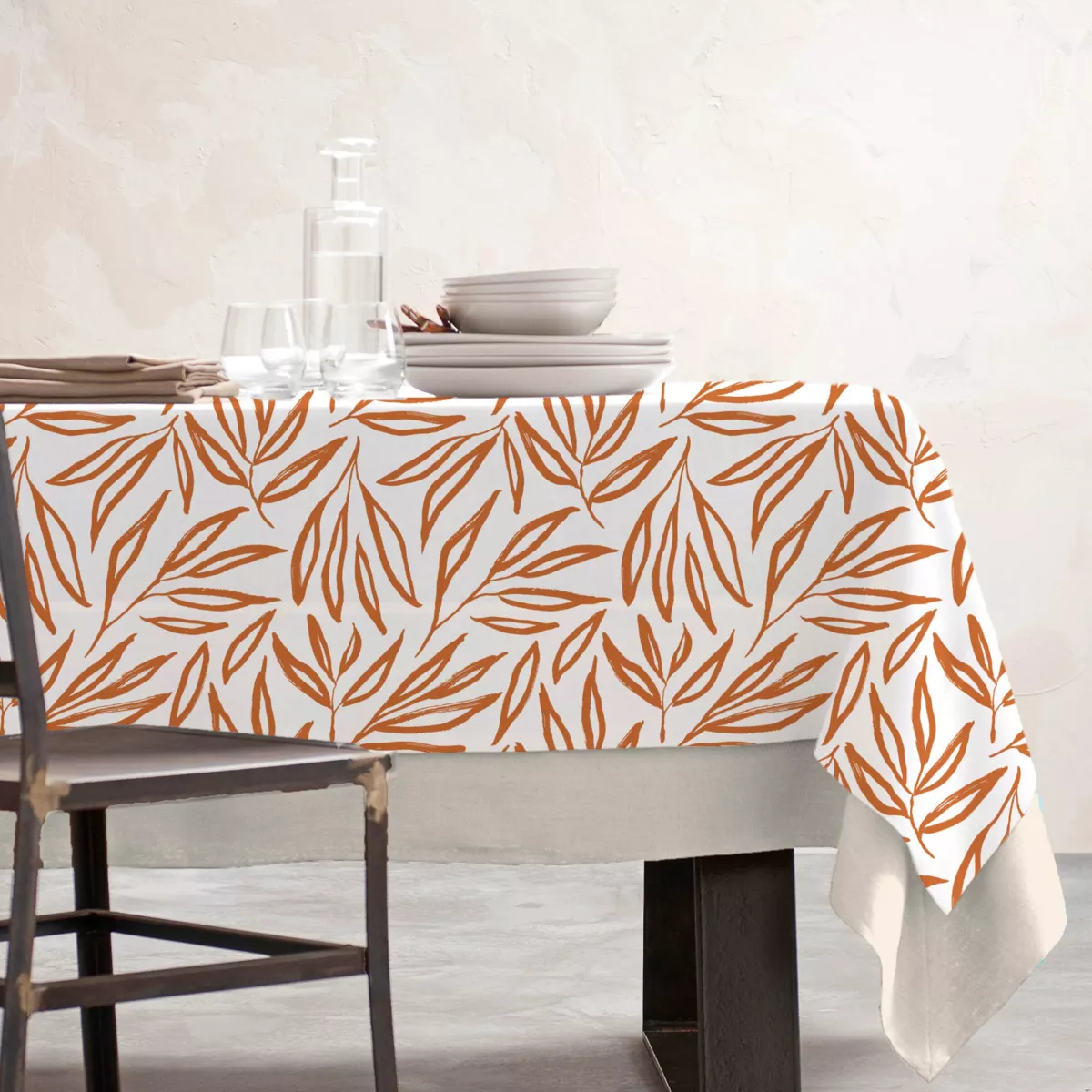 EM - Nappe en coton enduit 150 x 250 cm GALICE terracotta