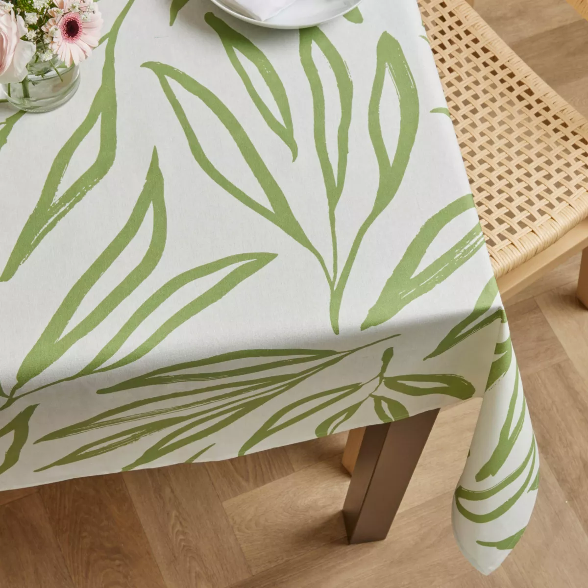 EM - Nappe en coton enduit 150 x 250 cm GALICE vert eucalyptus