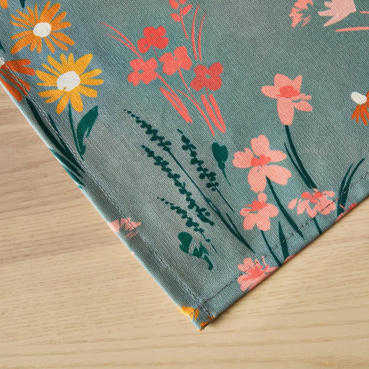 Rechthoekig gecoat katoenen tafelkleed (150 x 250 cm) Juliette Eucalyptus Groen