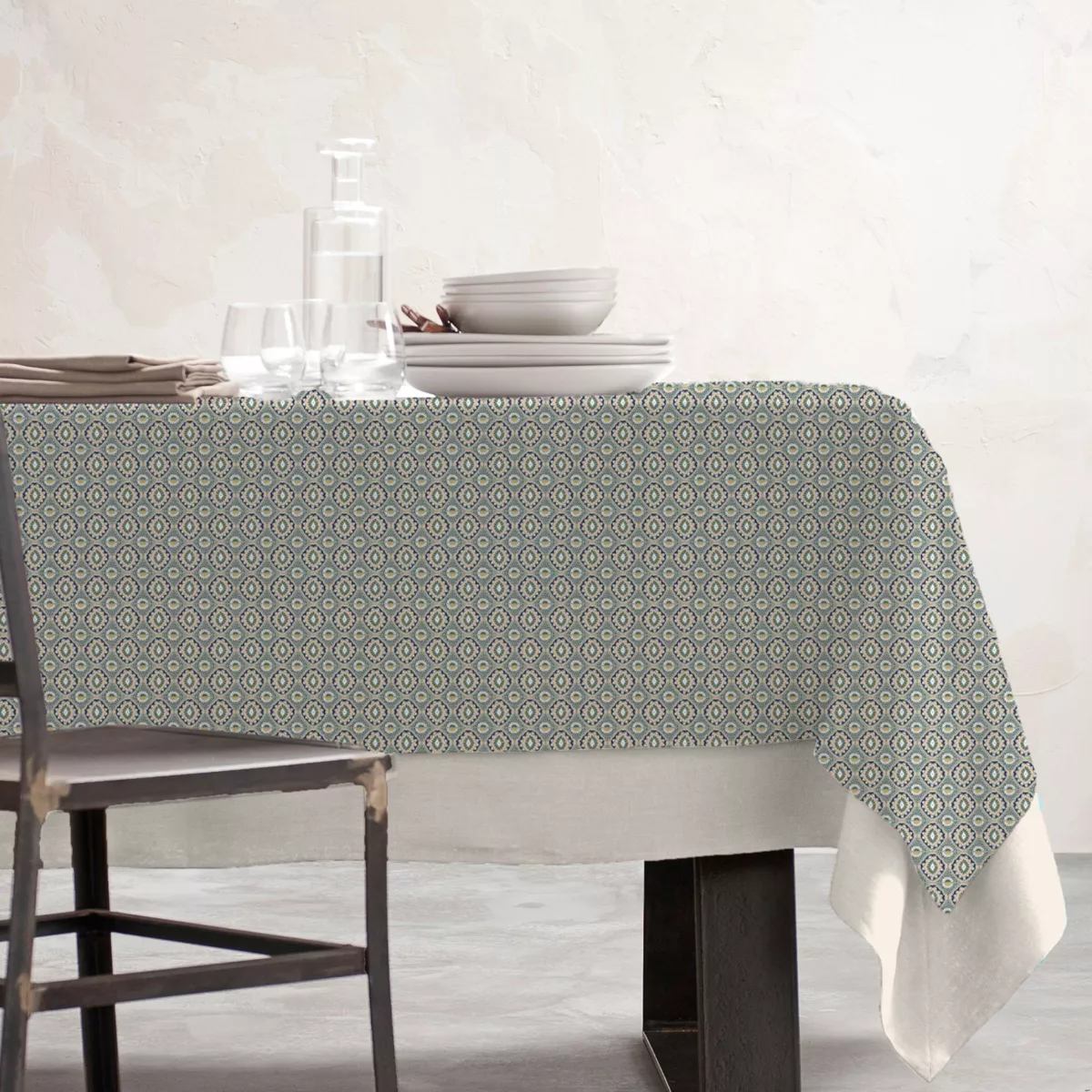 Rechthoekig gecoat katoenen tafelkleed (150 x 350 cm) Palermo Groen