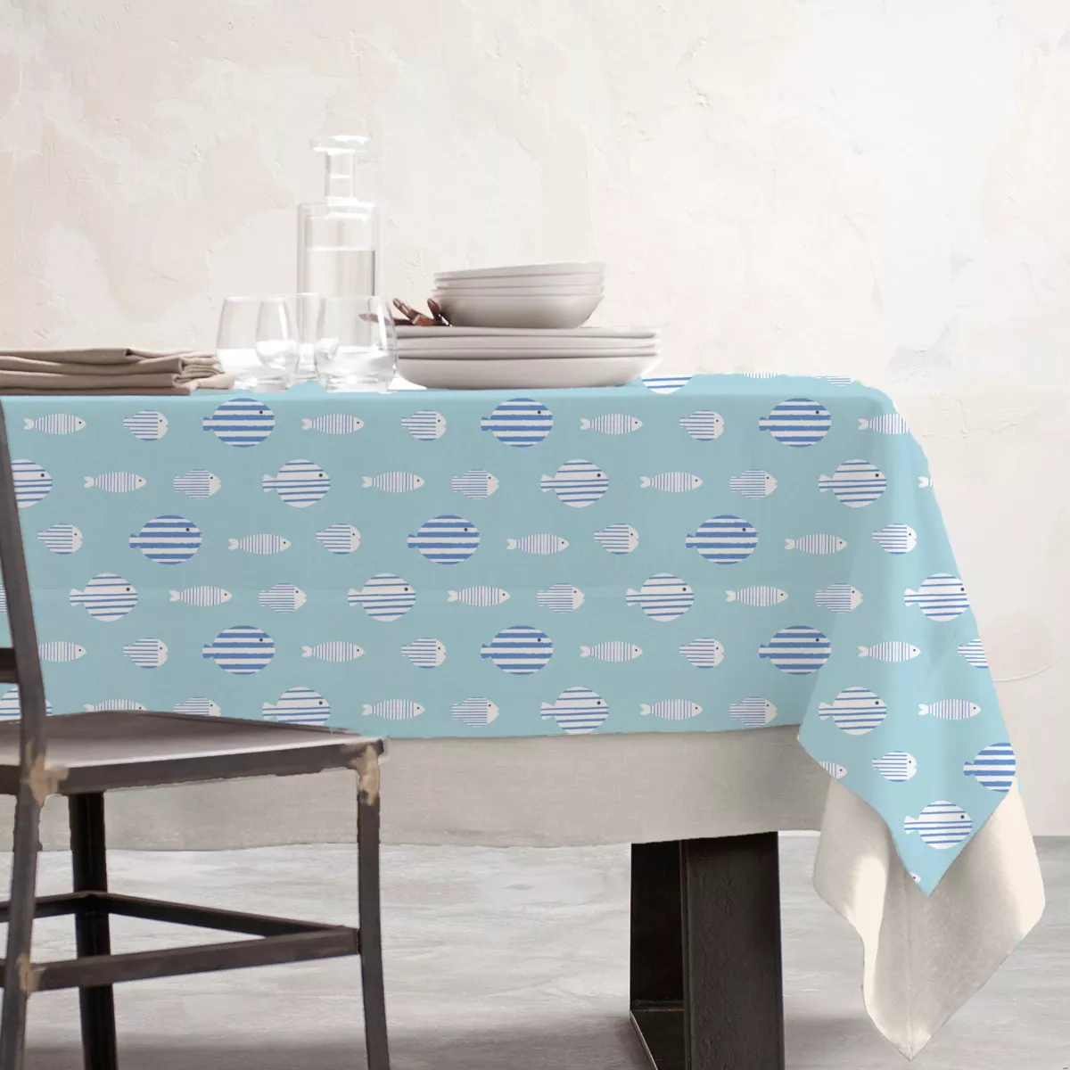 EM - Nappe en coton enduit 150 x 250 cm FISH