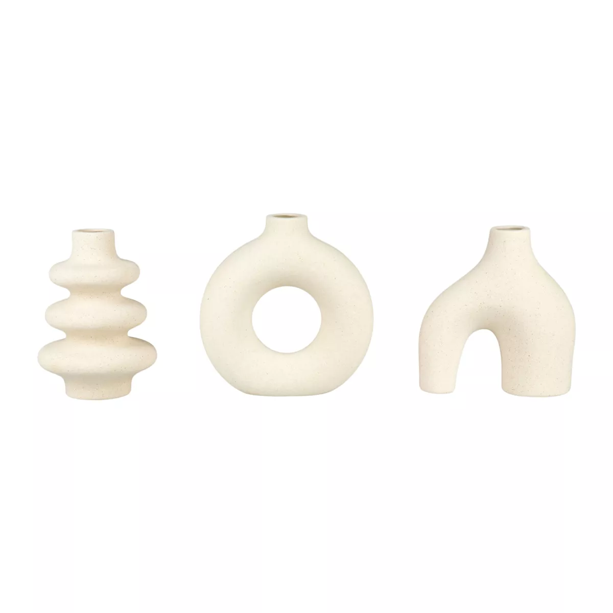 Coffret Mini Vases Grs Blanc 3 formes assorties - Dim : l15,3xH15,8xP5,8cm