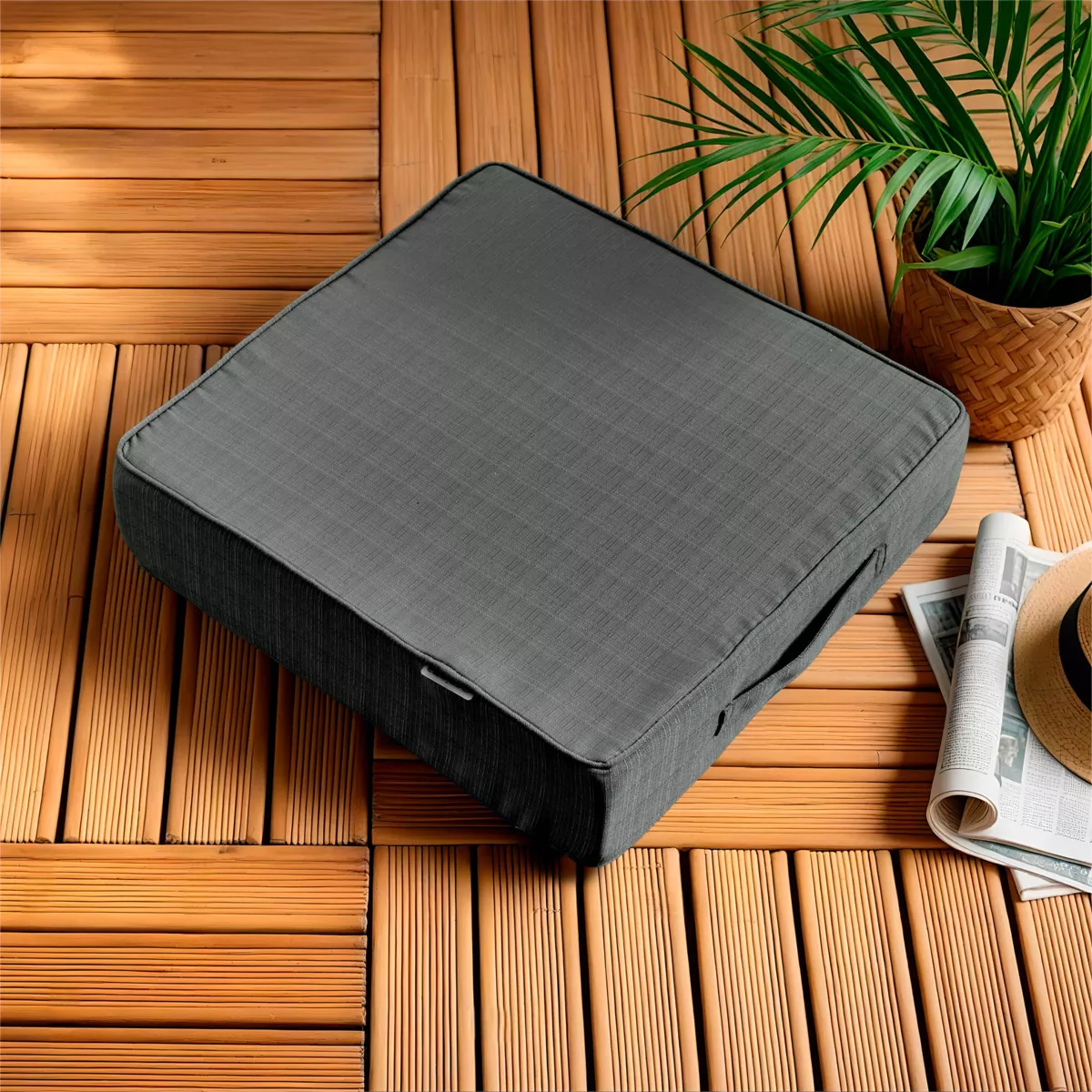 Afneembare buiten vloerkussen (45 x 45 cm) Sunset Antracietgrijs