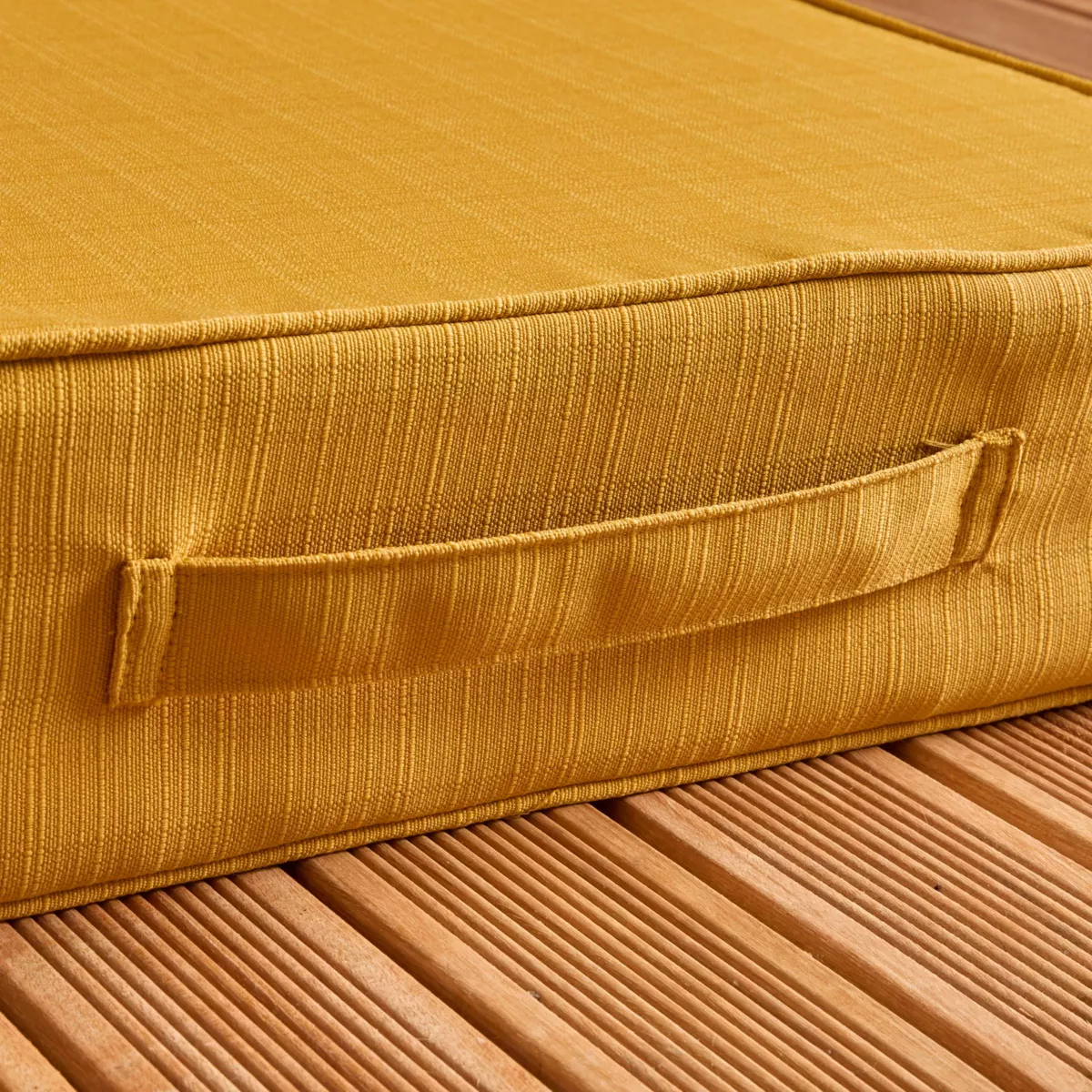 EM - Coussin de sol mousse dŽhoussable 45 x 45 x 10 cm Polyester uni SUNSET Moutarde