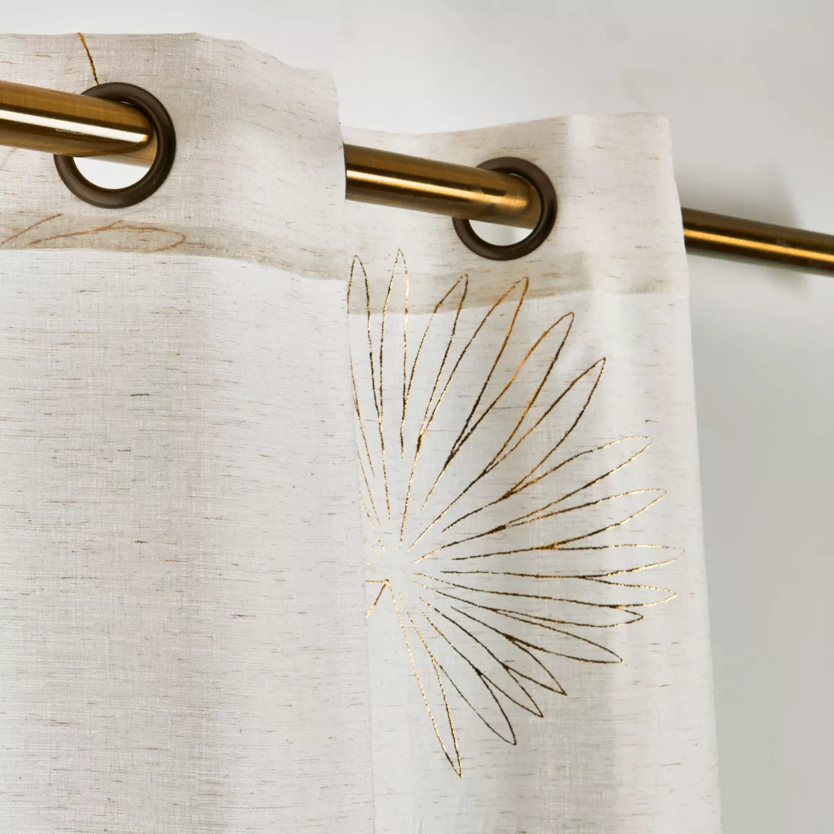 Tenda trasparente con occhielli (140 x 240 cm) Lotus Beige