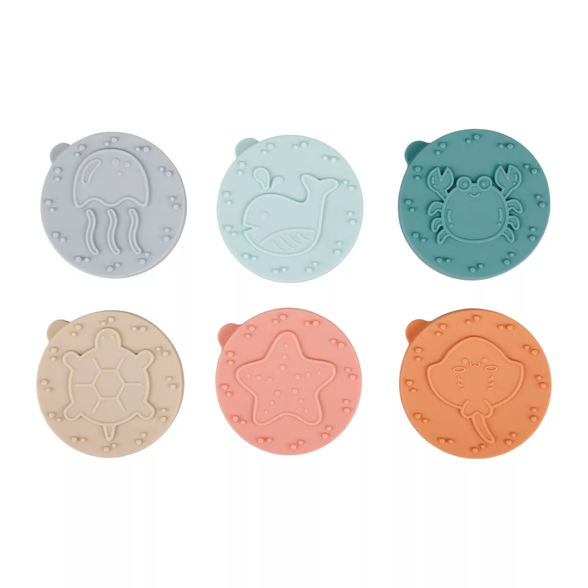 Tampon pour pâte à modeler bois et 6 disques silicone (H7,5 cm) Beige