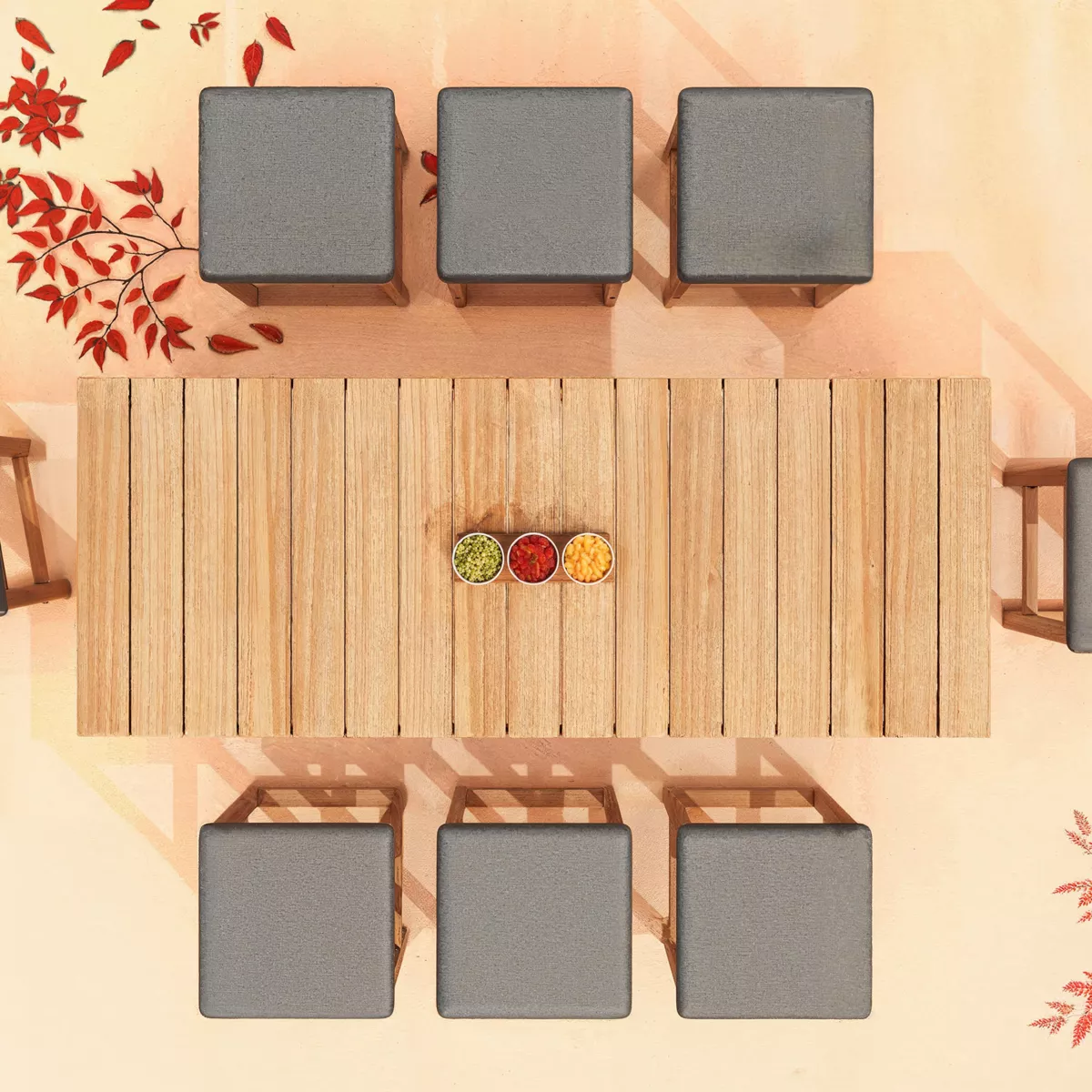 2er Set Barhocker aus Akazie Borneo Anthrazitgrau