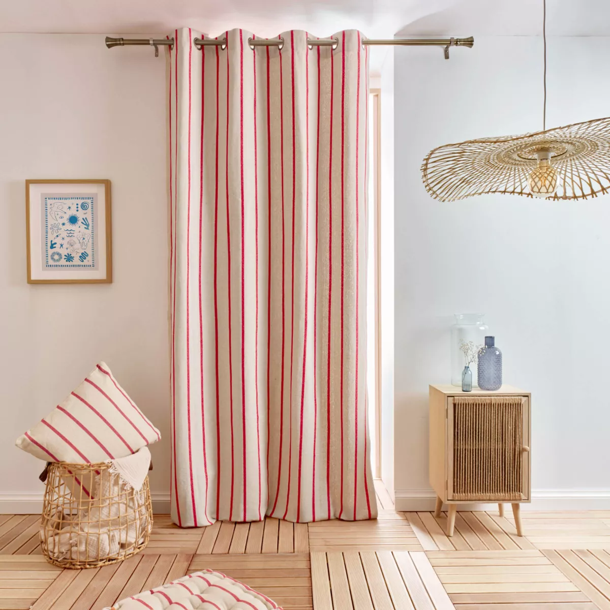 Rideau toile de coton (135 x 260 cm) Ocealys Rouge