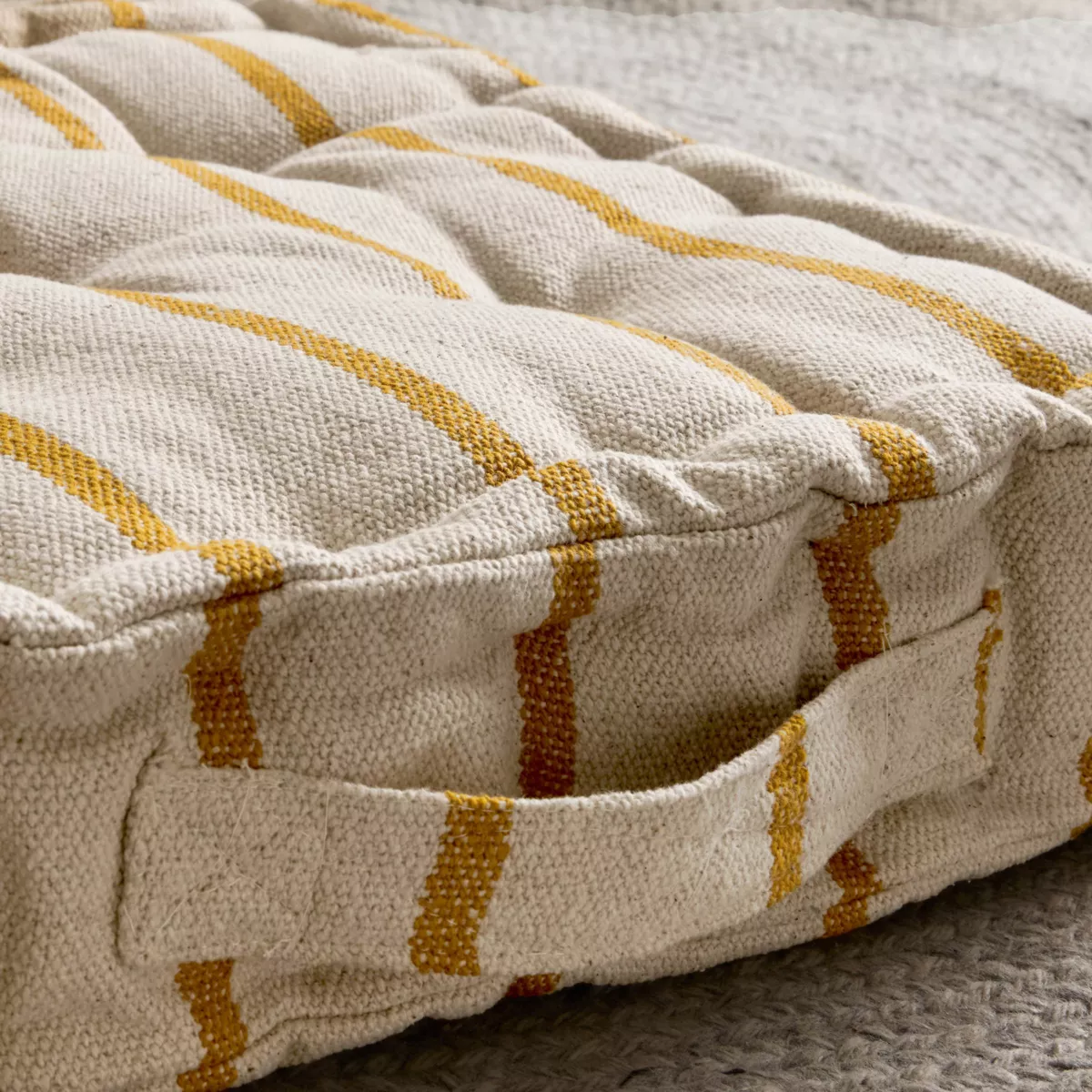 Cuscino da pavimento esterno tela di cotone (45 x 45 cm) Ocealys Giallo senape