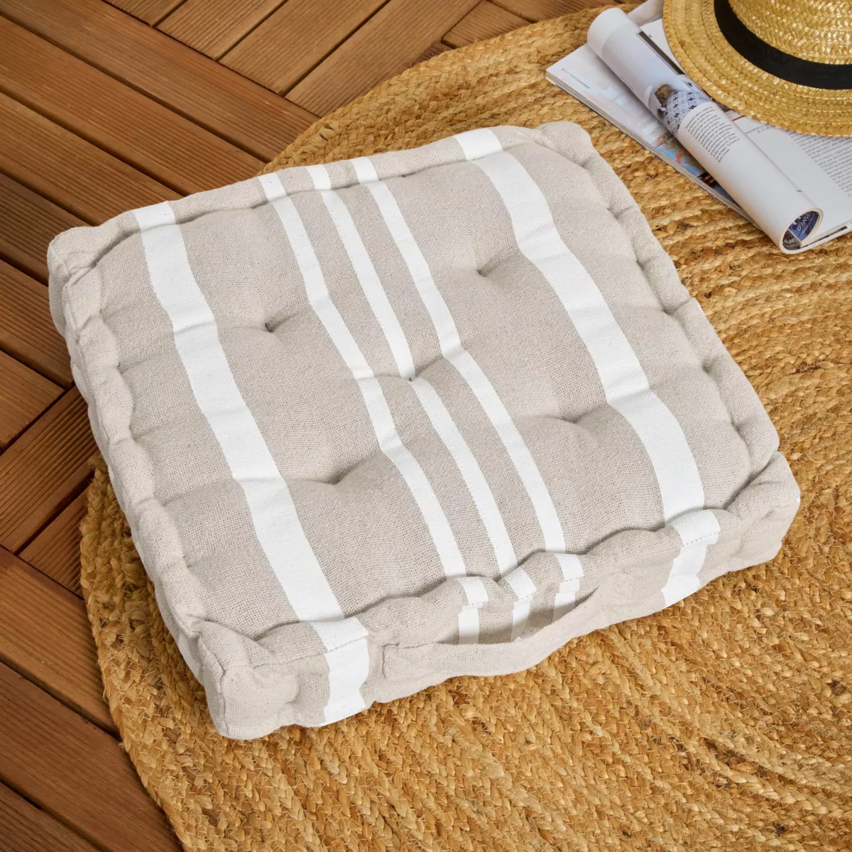 Coussin de sol extérieur (45 x H10 cm) Nautica Ecru