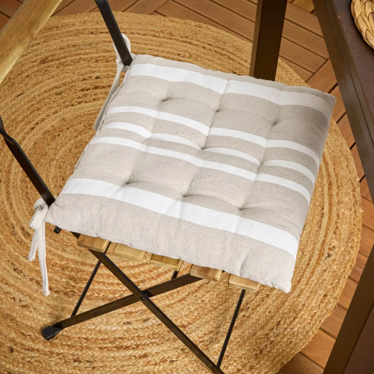Coussin de chaise extérieur carré (38 x 38 cm) Nautica Ecru
