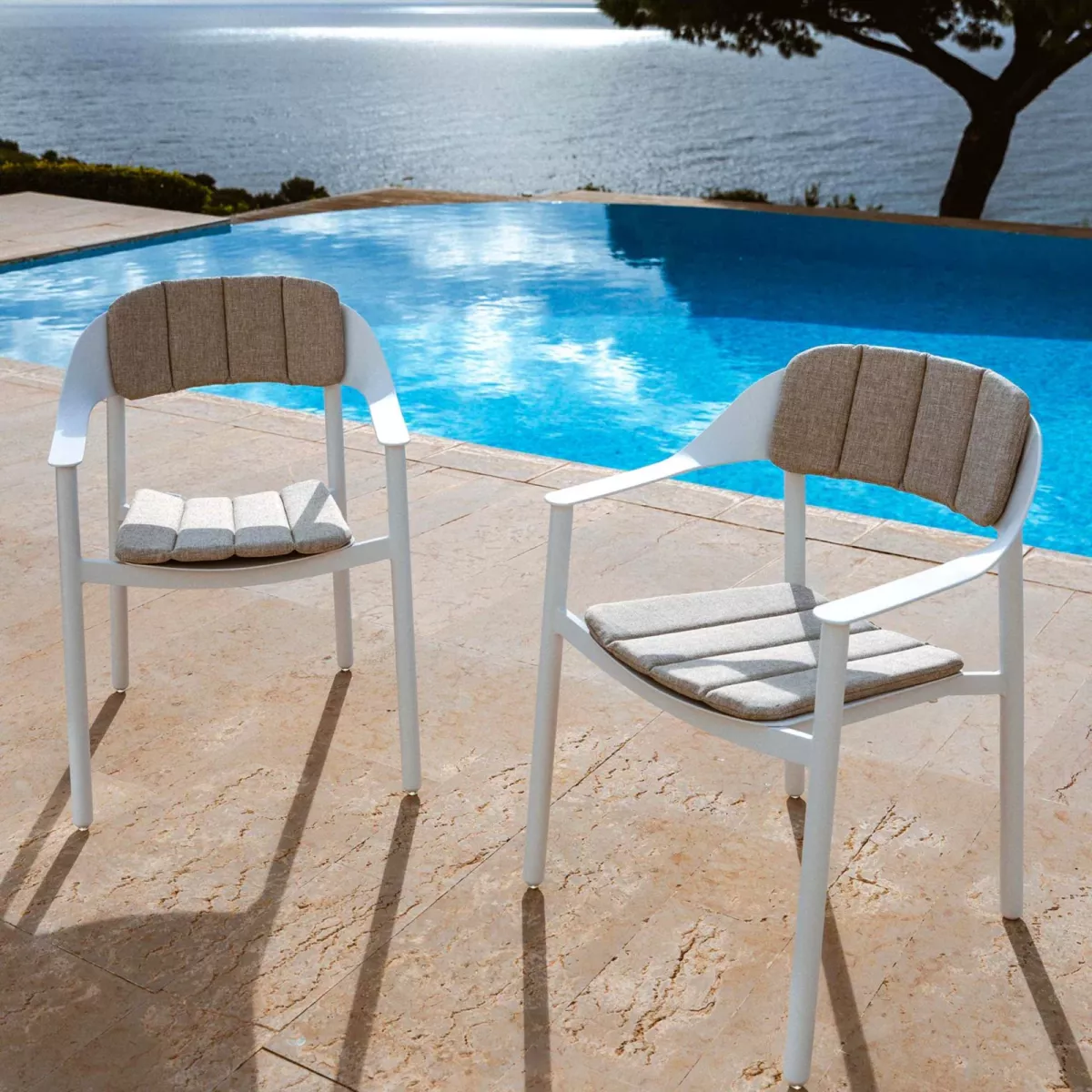 Lot de 2 fauteuils de jardin aluminium Monte Carlo - Blanc 