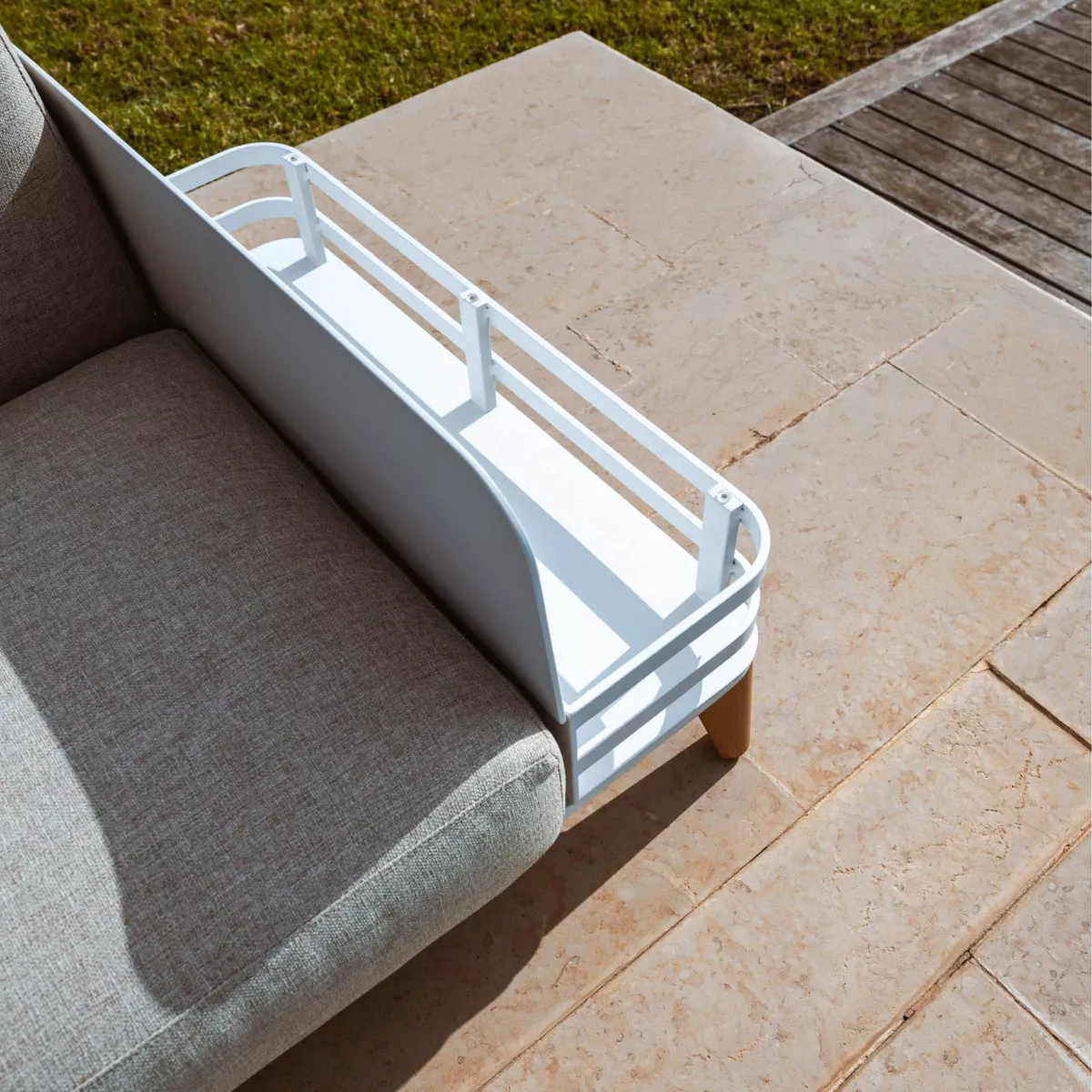 Méridienne de jardin en aluminium Monte Carlo Blanc et taupe