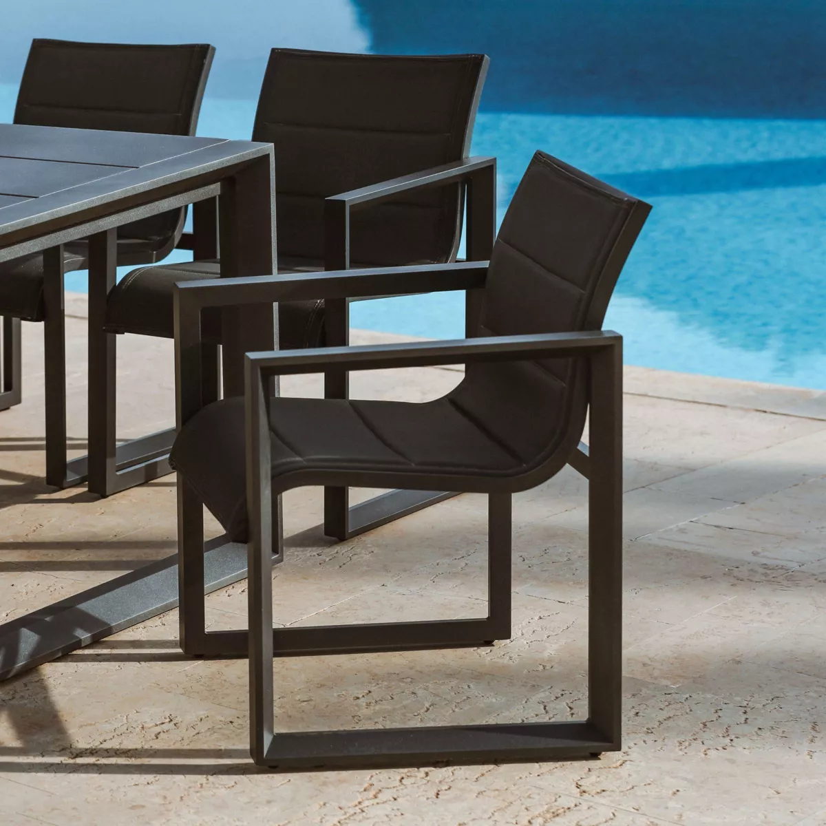 Lote de 2 sillones de jardín aluminio Elba Gris antracita