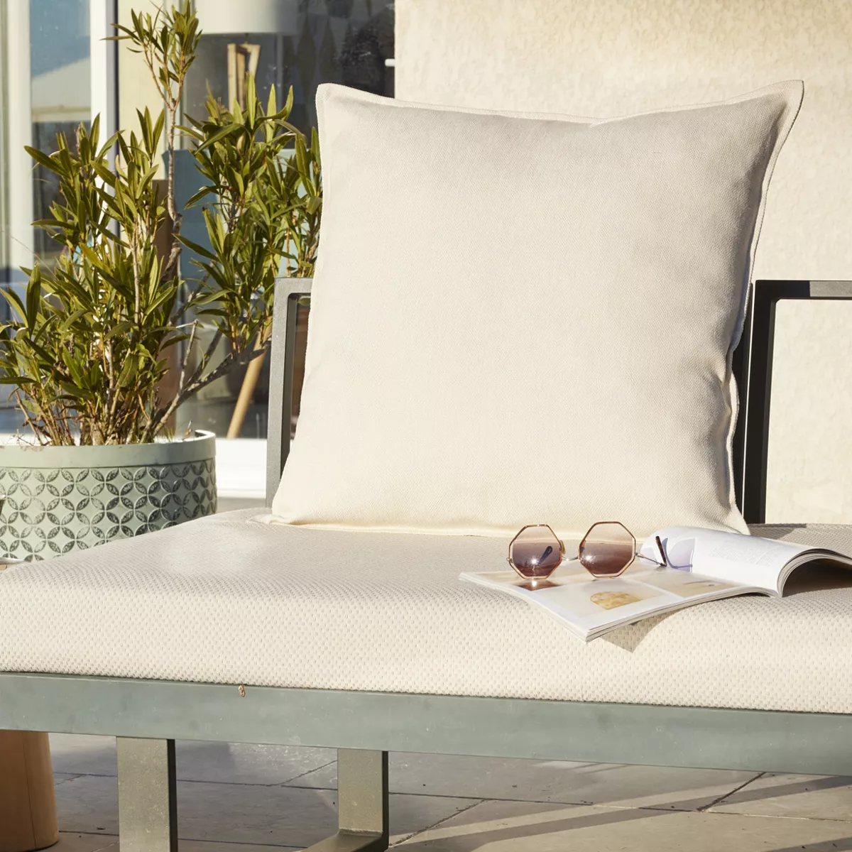 Buiten kussenhoes vierkant (60 x 60 cm) Naia Cremeweiß