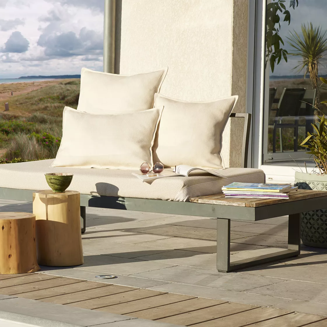 Buiten kussenhoes vierkant (60 x 60 cm) Naia Cremeweiß